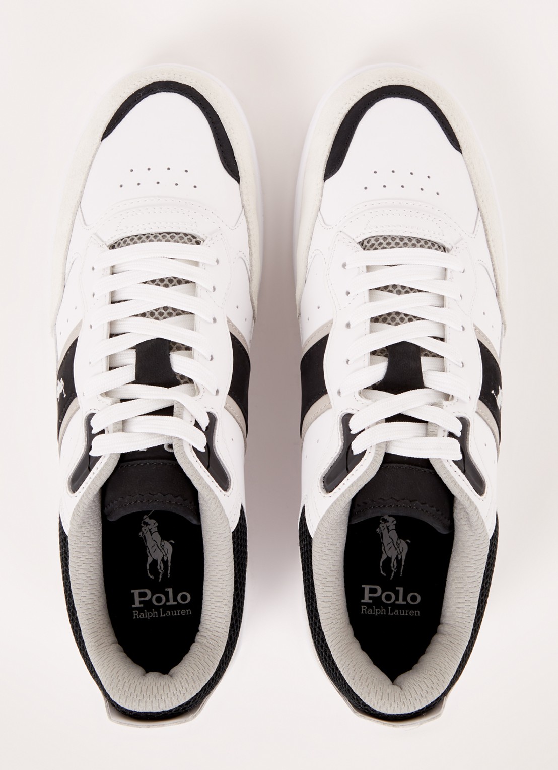 Ralph Lauren Master sneaker van leer met suède details - detail 4 wit