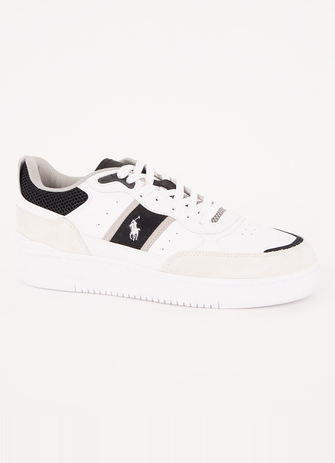 Ralph Lauren Master sneaker van leer met suède details - voorkant 2 wit
