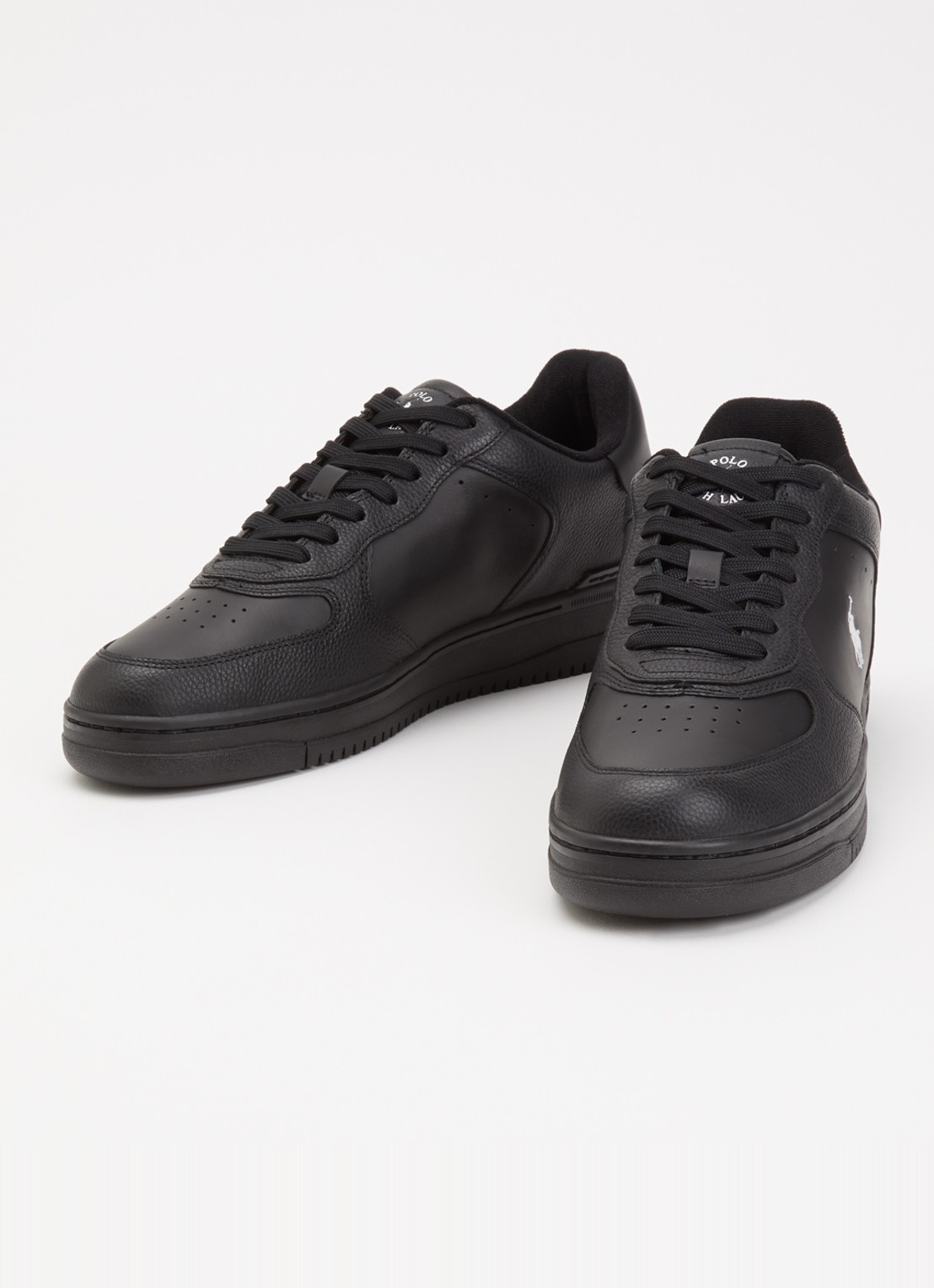 Ralph Lauren Masters Court sneaker met logo  - detail zwart