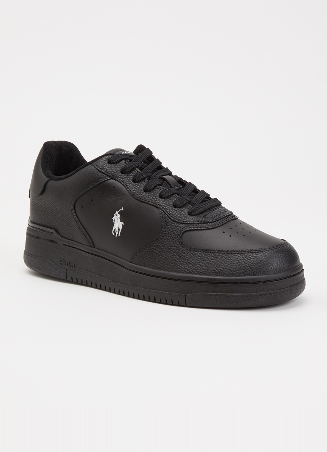 Ralph Lauren Masters Court sneaker met logo  - voorkant 4 zwart