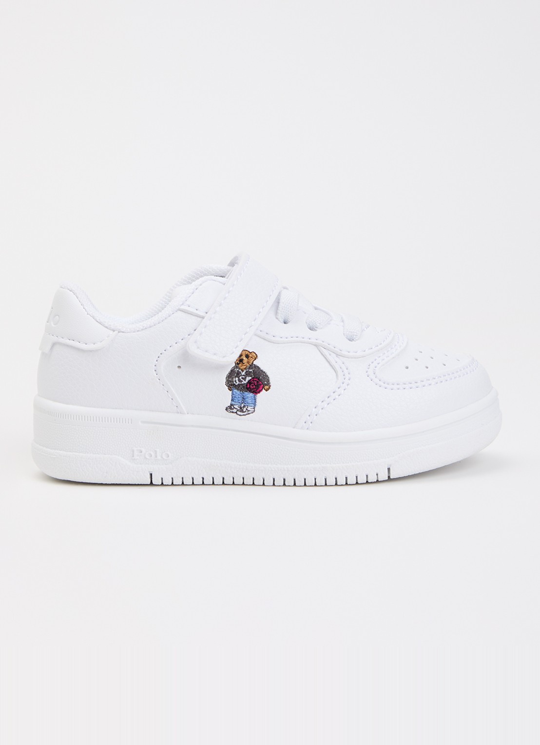 Ralph Lauren Masters Court sneaker met logo  - voorkant wit