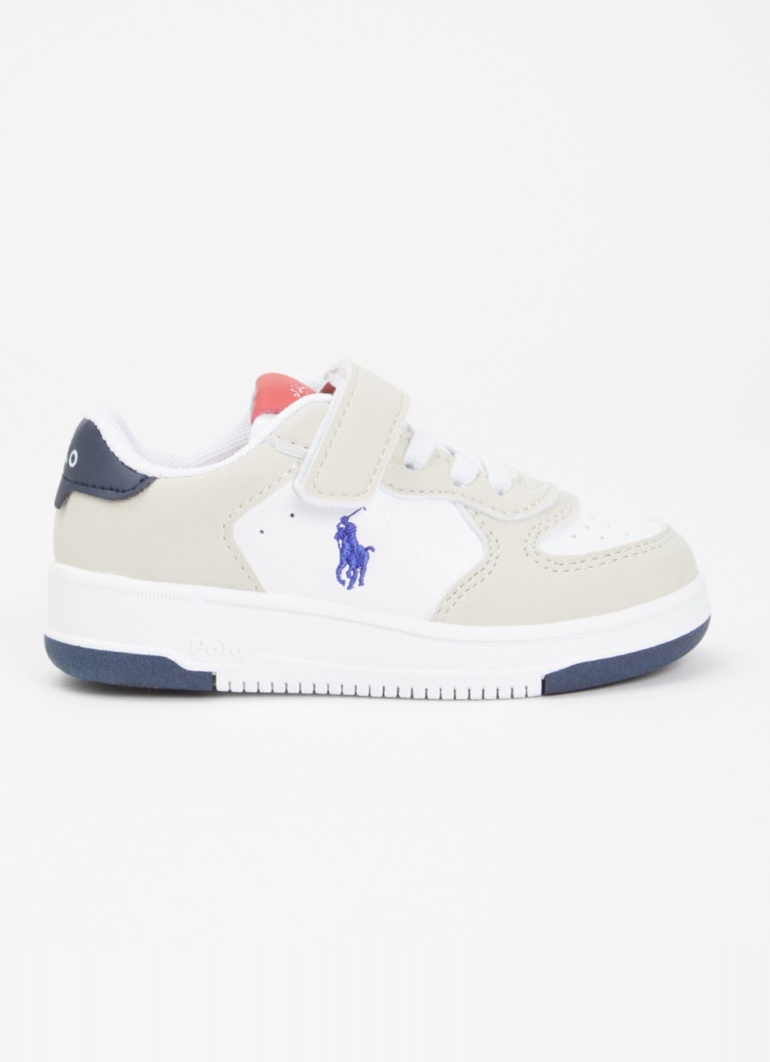 Ralph Lauren Masters Court sneaker met logo  - voorkant 2 beige