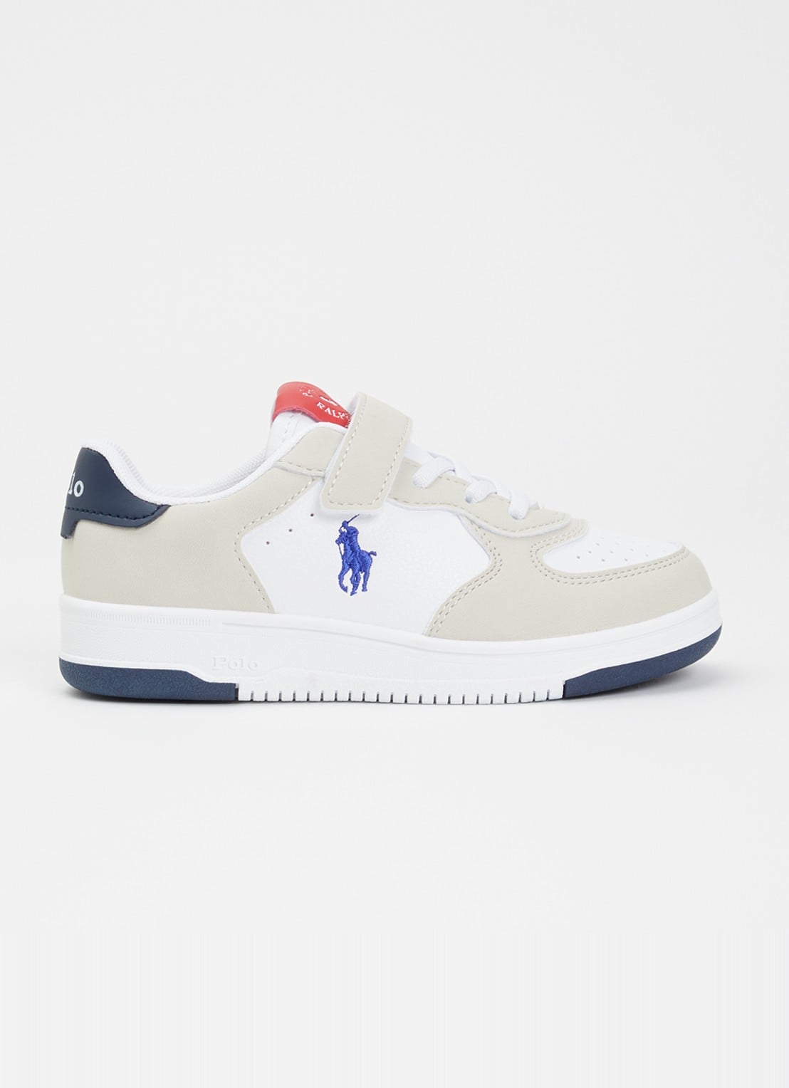 Ralph Lauren Masters Court Sneaker met logoborduring - voorkant 2 beige