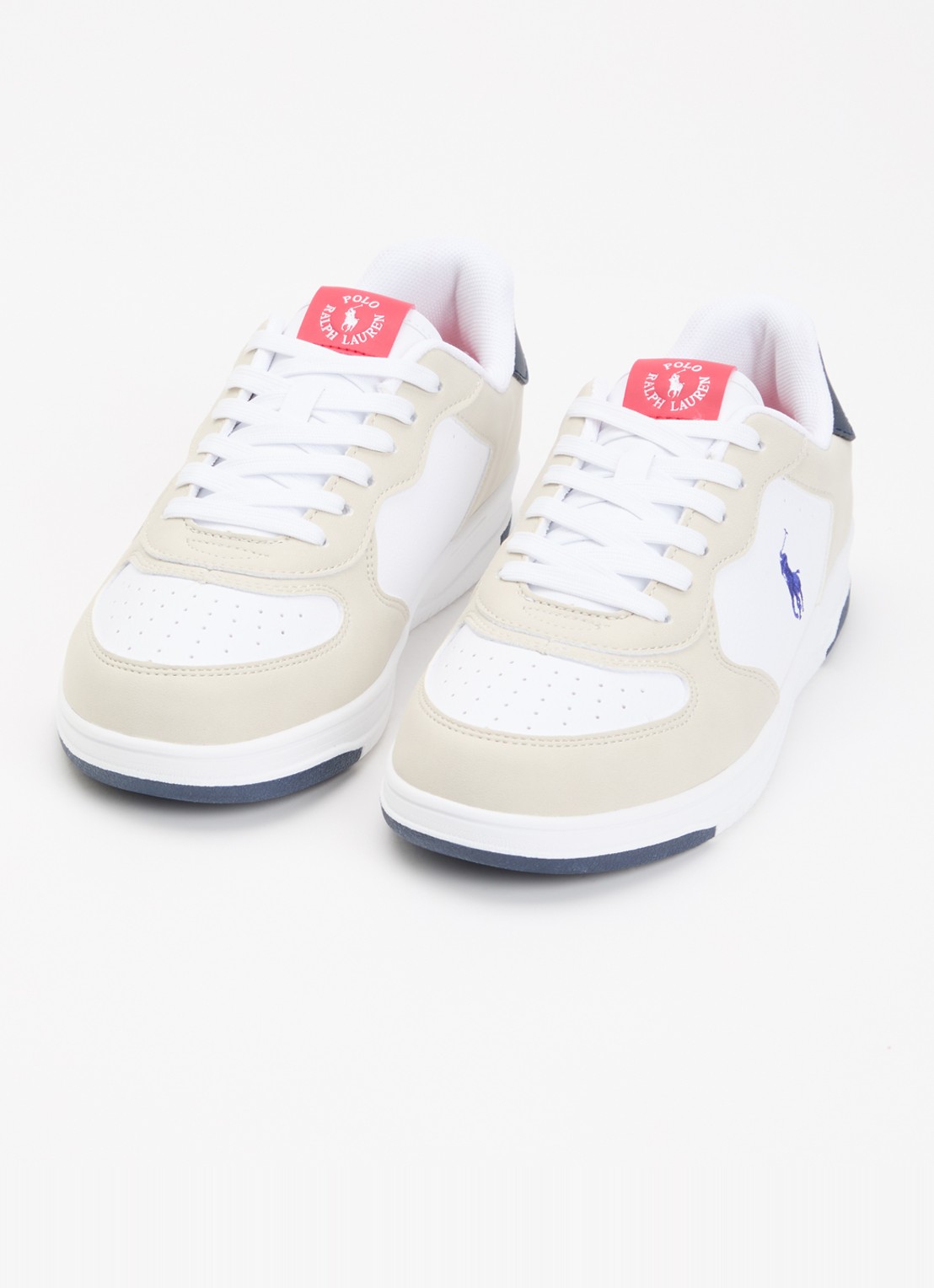 Ralph Lauren Masters Court sneaker van leer met suéde details - detail 2 wit