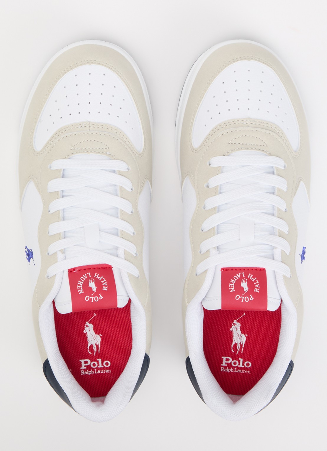 Ralph Lauren Masters Court sneaker van leer met suéde details - detail 3 wit
