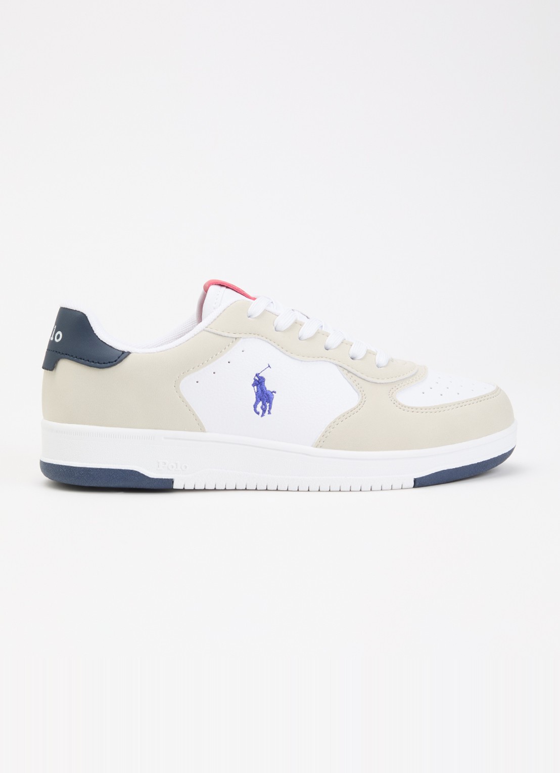 Ralph Lauren Masters Court sneaker van leer met suéde details - voorkant 5 wit