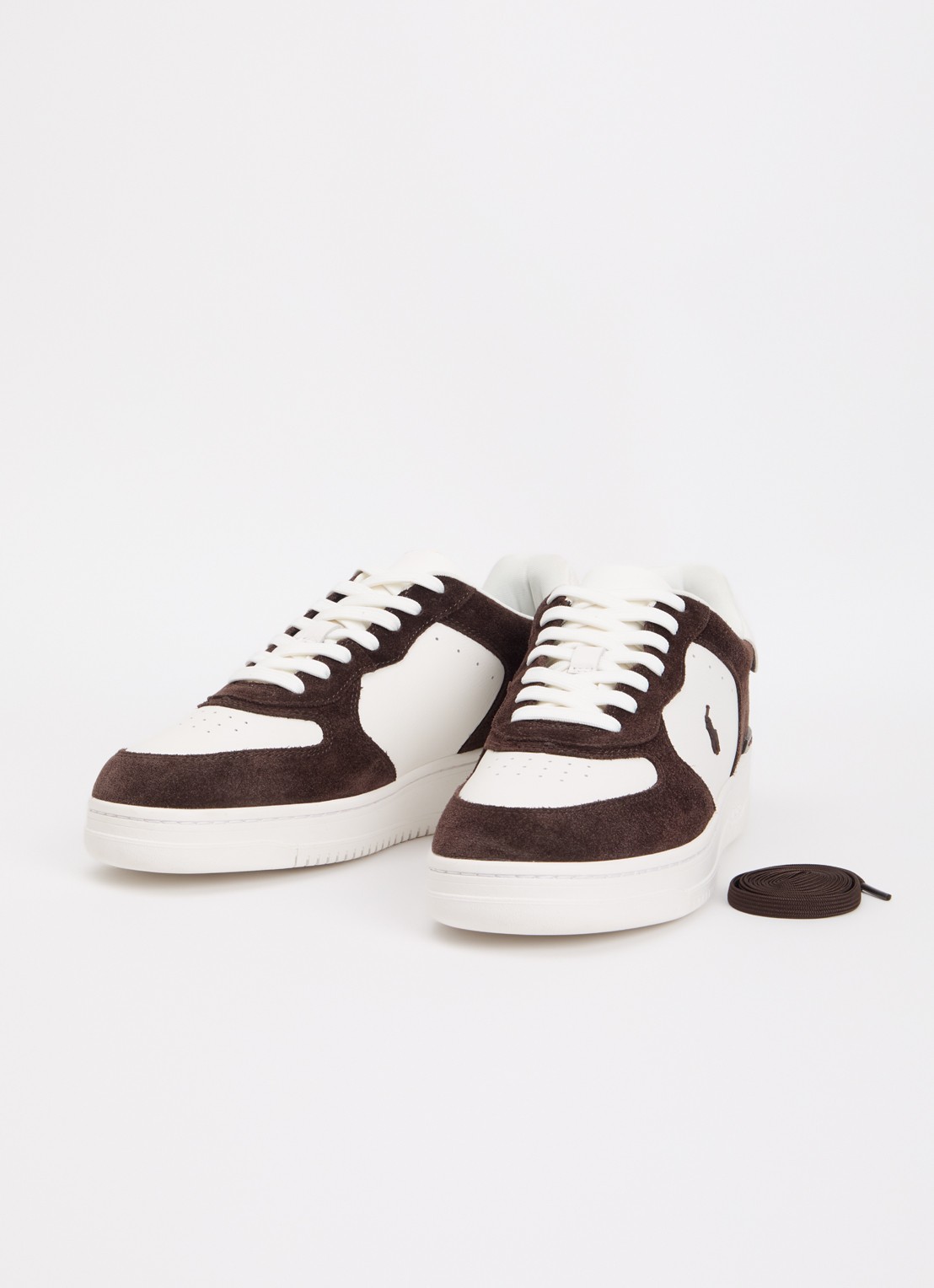 Ralph Lauren Masters sneaker van leer met details van suède - detail 3 donkerbruin