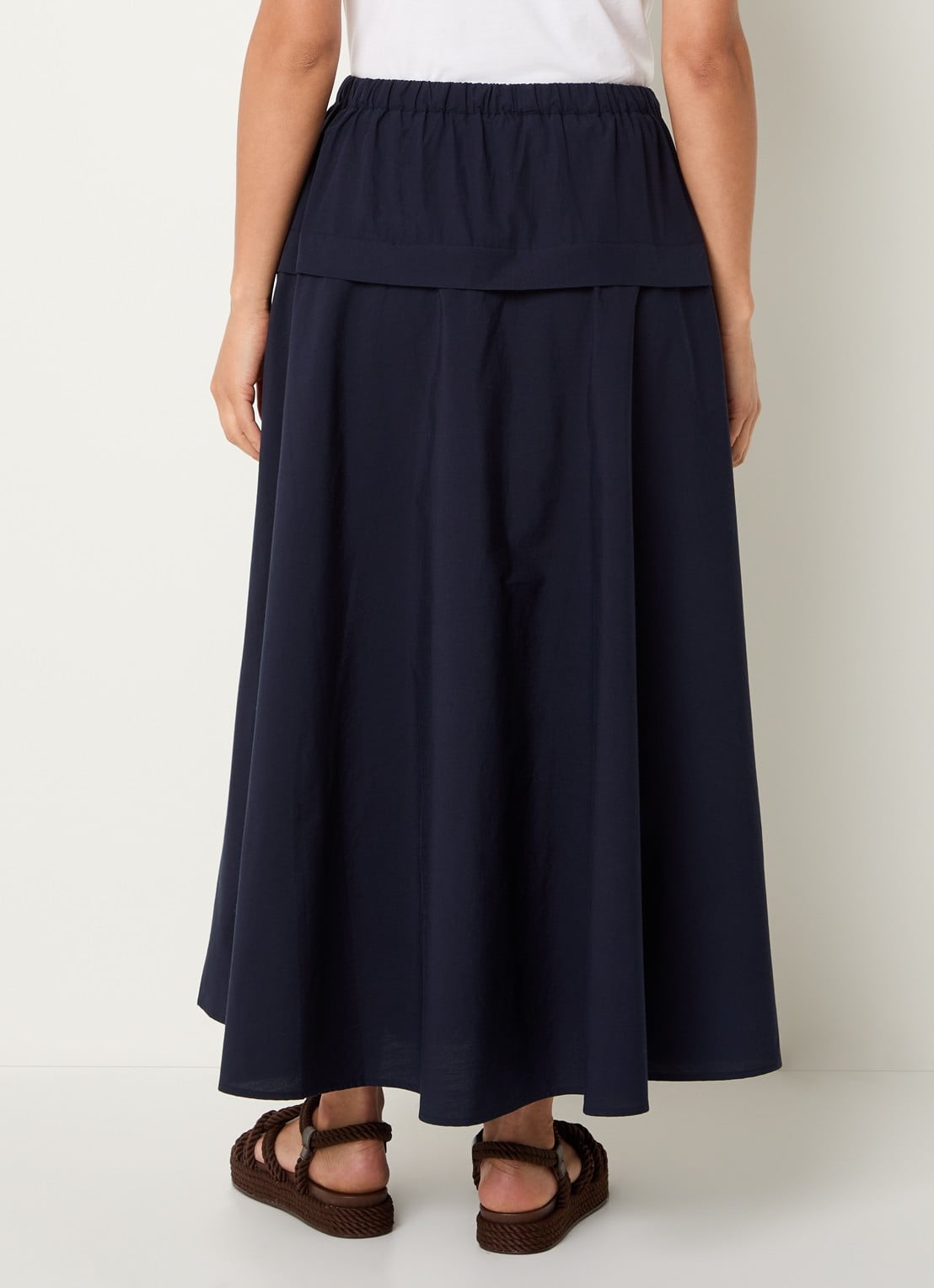 Ralph Lauren Maxi A-lijn rok van canvas - achterkant 2 donkerblauw