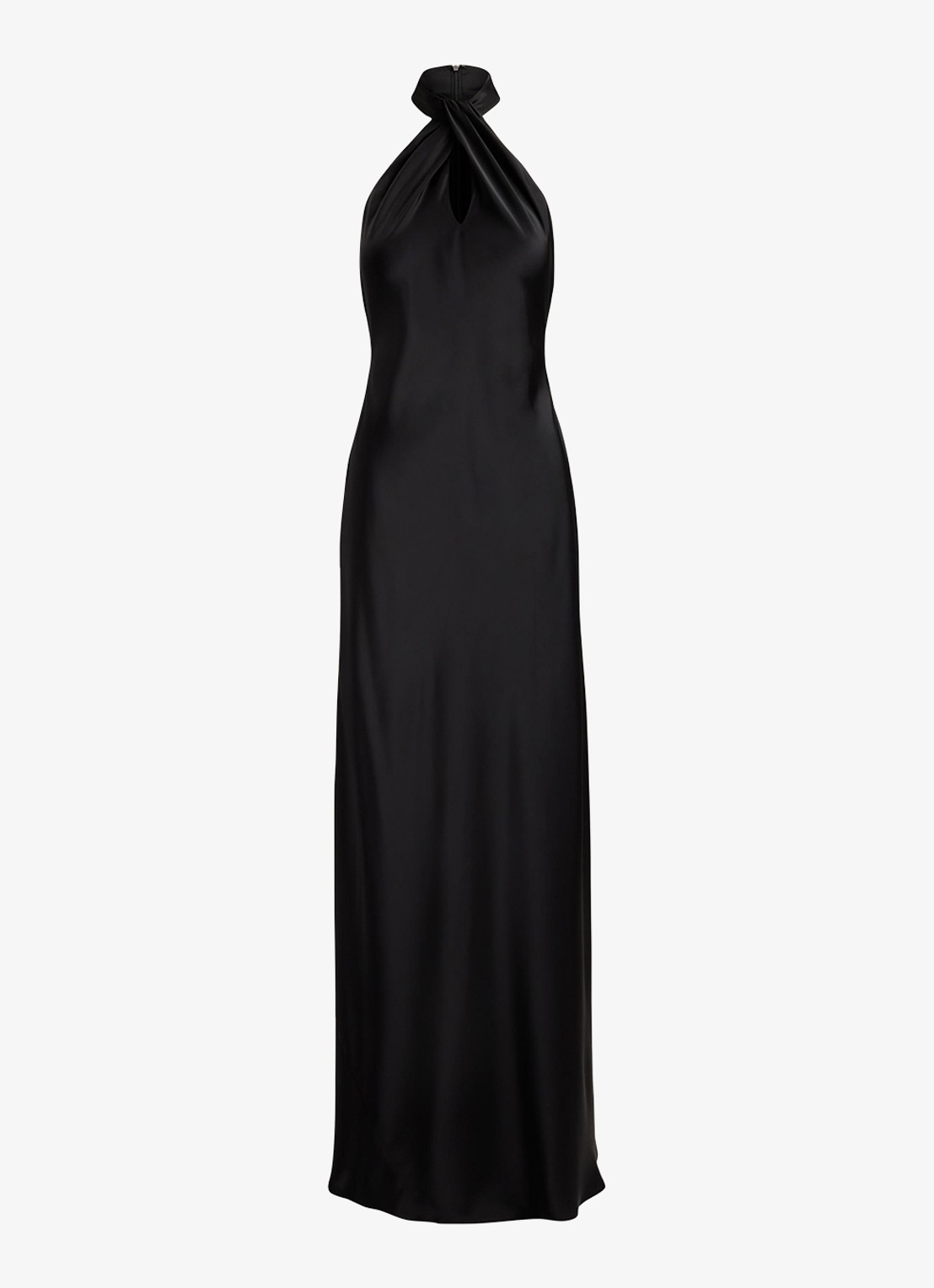 Ralph Lauren Maxi halterjurk van satijn - voorkant zwart