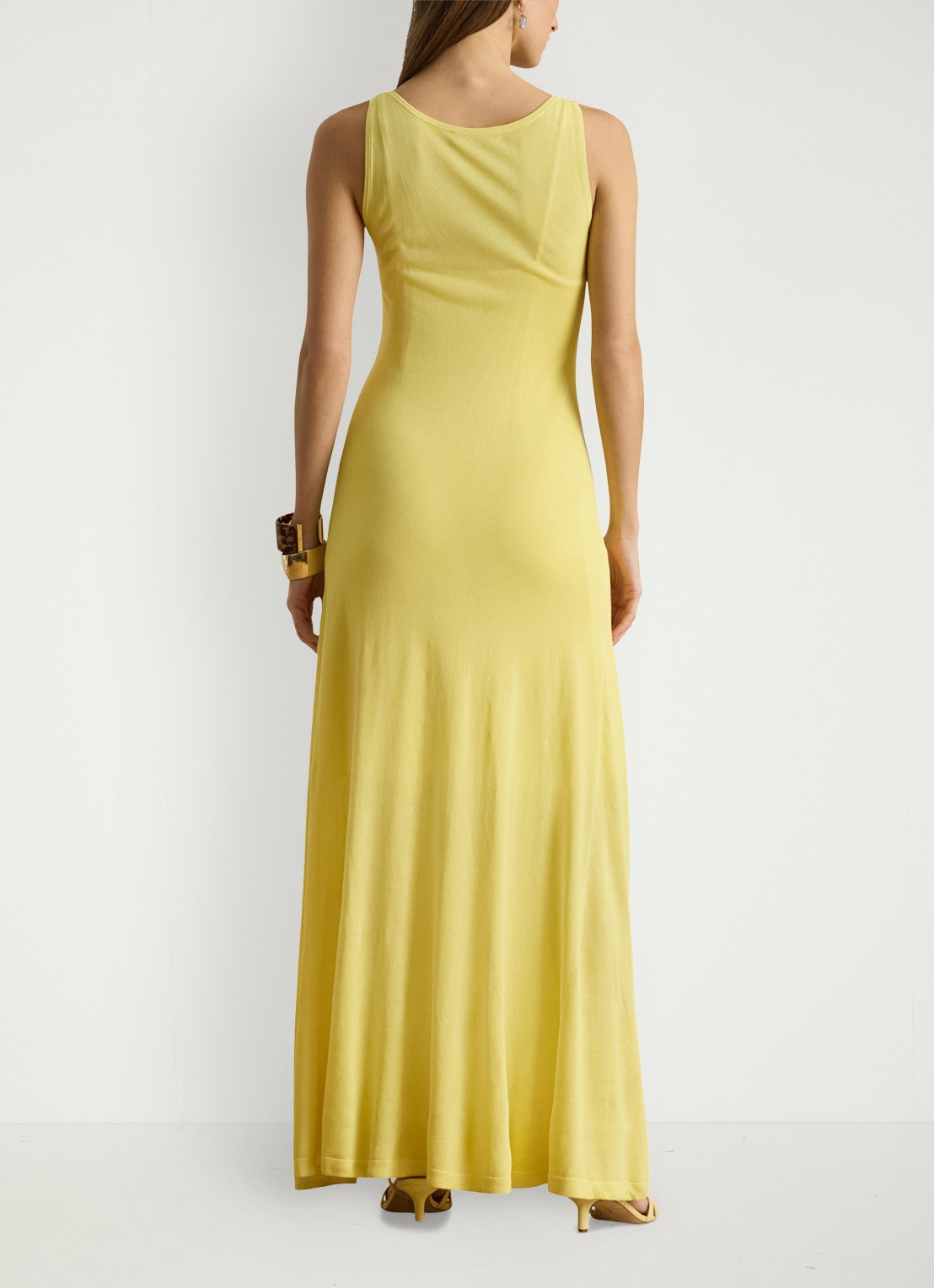 Ralph Lauren Maxi jurk met boothals - achterkant 3 lemon sorbet / geel