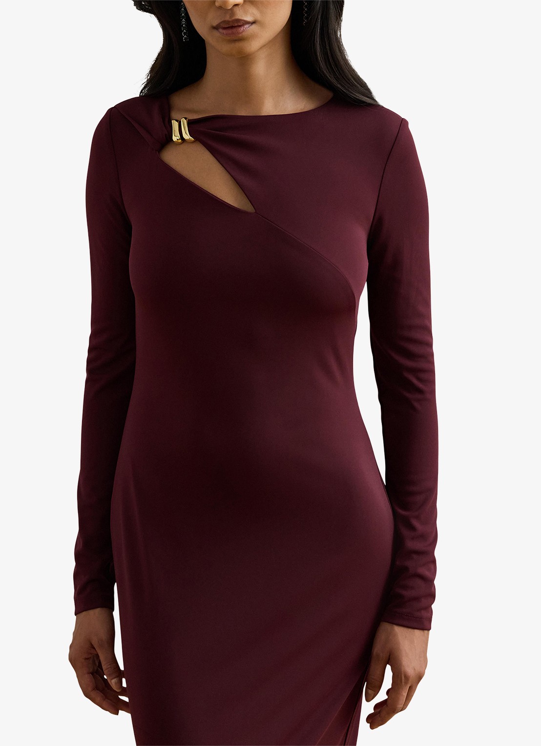 Ralph Lauren Maxi jurk met cut-out detail - detail 3 dark garnet / bordeauxrood