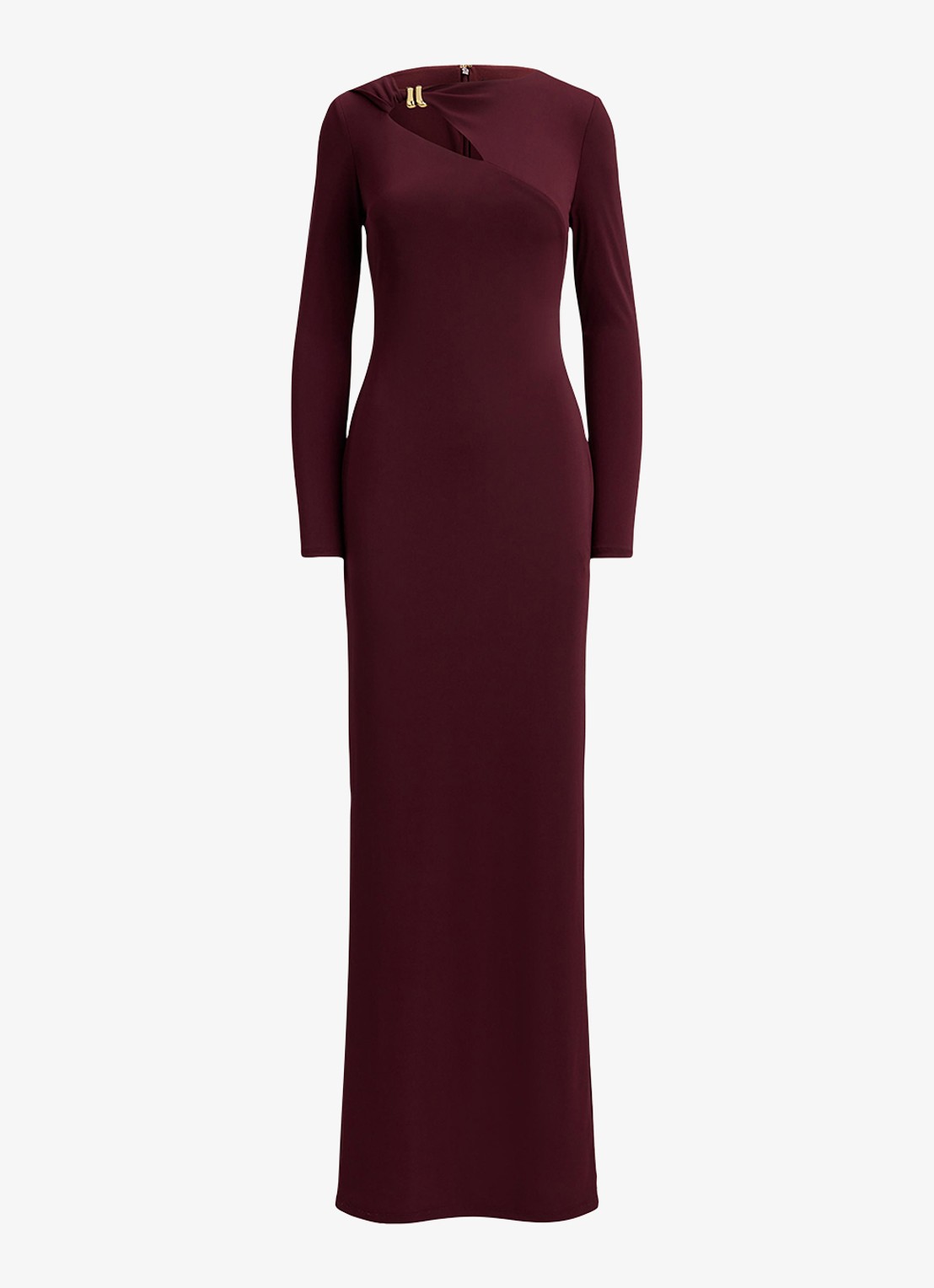 Ralph Lauren Maxi jurk met cut-out detail - voorkant dark garnet / bordeauxrood