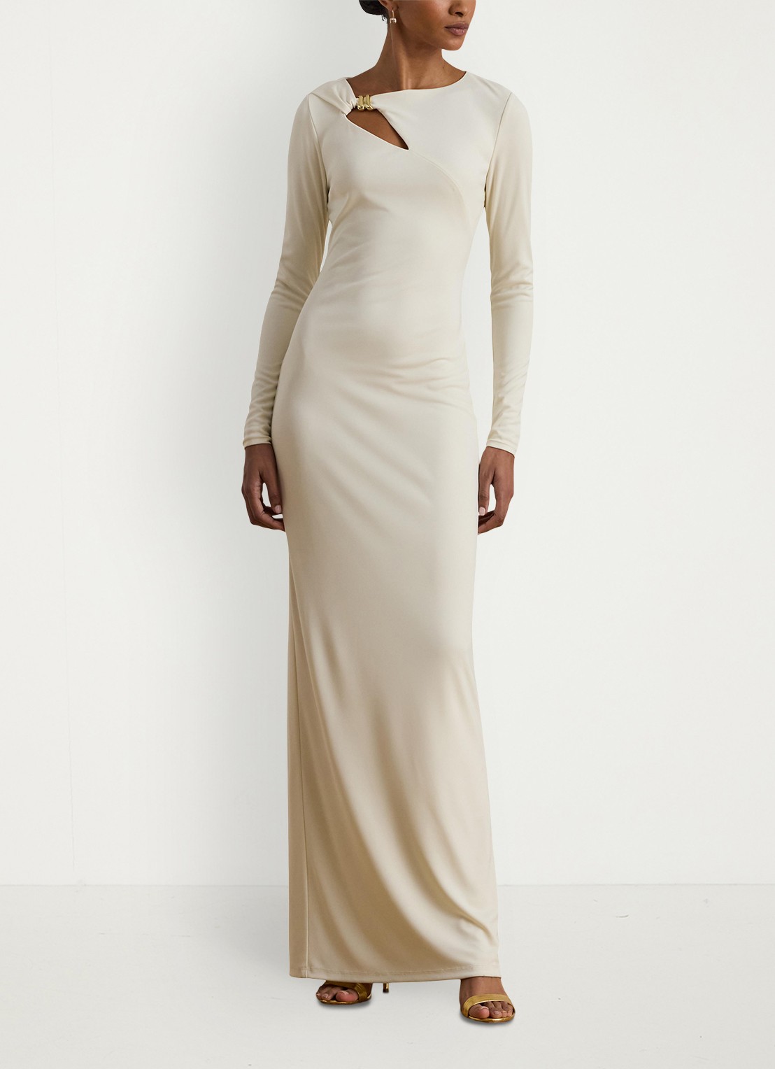 Ralph Lauren Maxi jurk met cut-out detail - detail 3 creme
