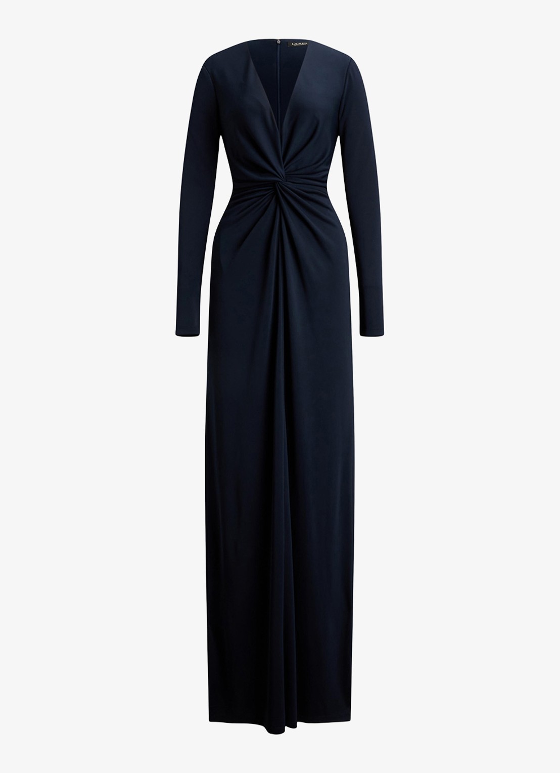 Ralph Lauren Maxi jurk met geknoopt detail - voorkant 4 blauw