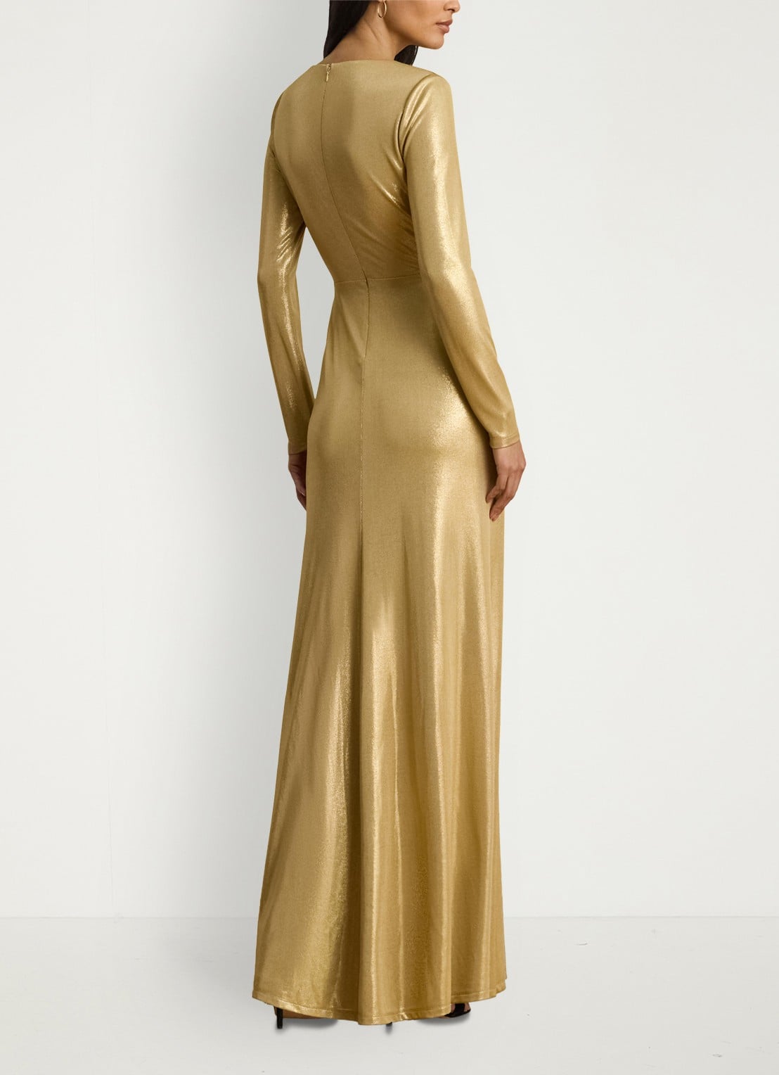Ralph Lauren Maxi jurk met glitter en plooidetail - achterkant 5 relic gold / goud