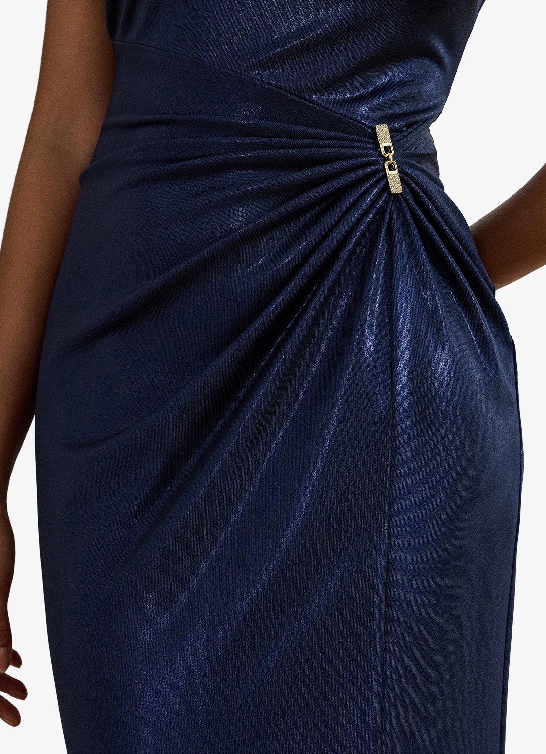 Ralph Lauren Maxi jurk met metallic finish en gespdetail - detail 2 refined navy / donkerblauw