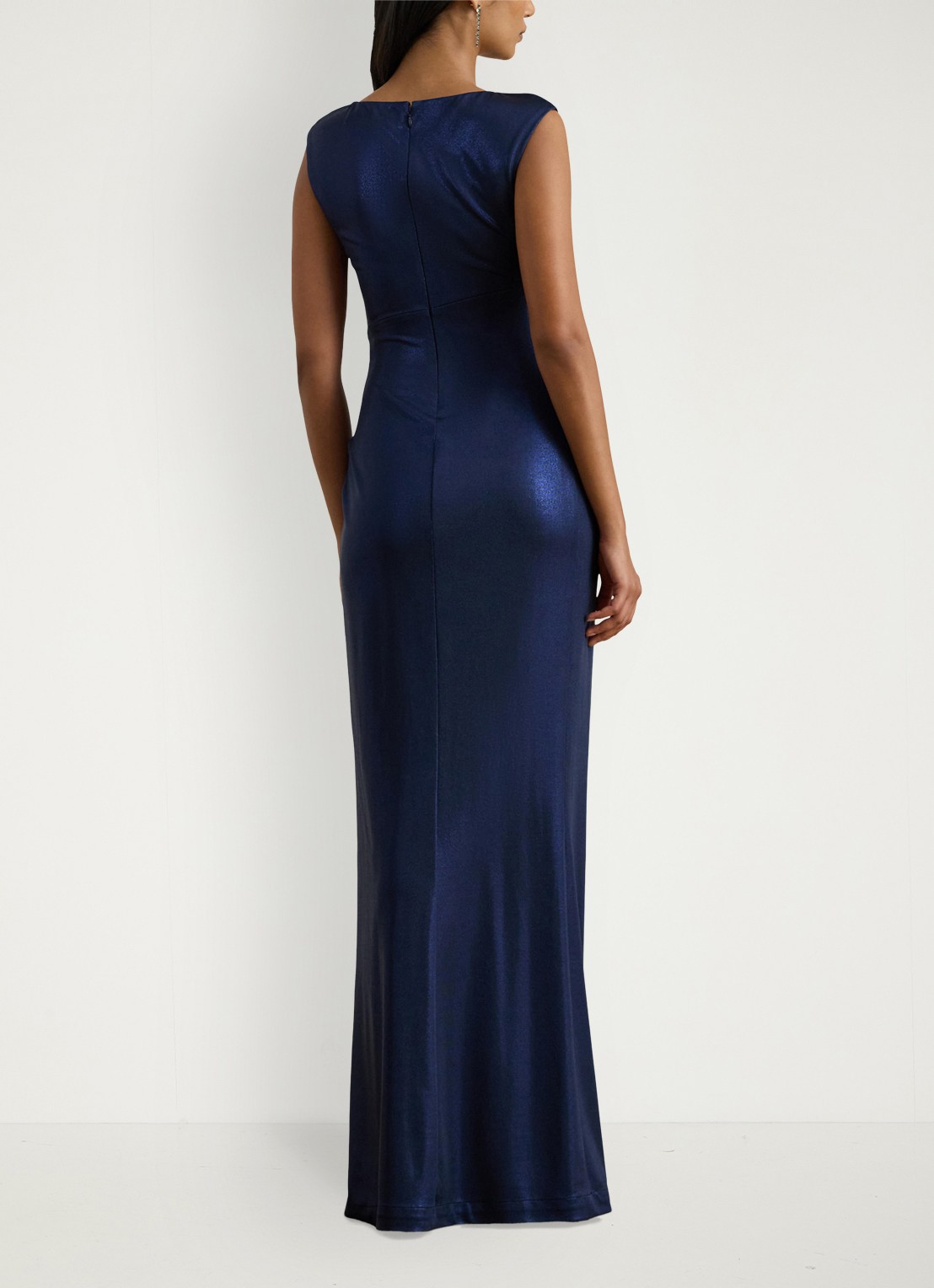 Ralph Lauren Maxi jurk met metallic finish en gespdetail - achterkant 7 refined navy / donkerblauw