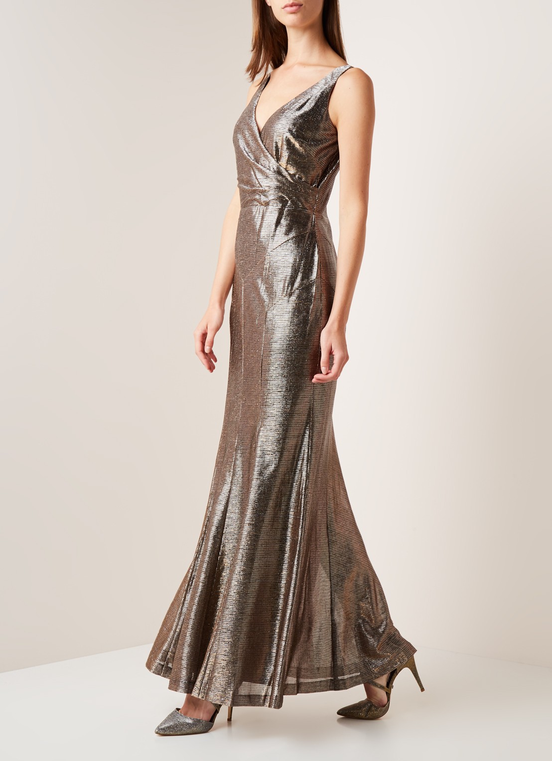 Ralph Lauren Maxi jurk met metallic finish - detail 2 goud