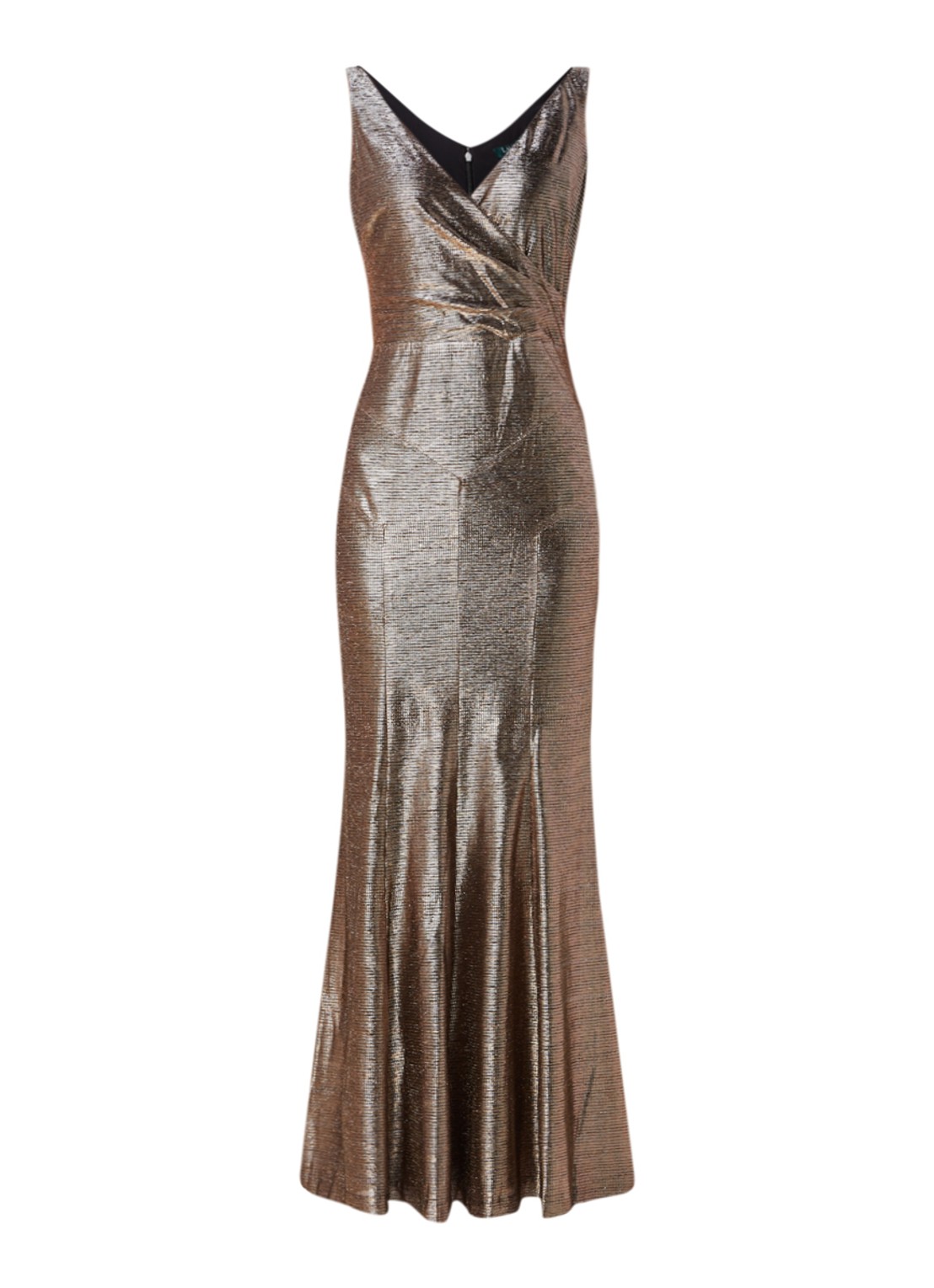 Ralph Lauren Maxi jurk met metallic finish - voorkant 3 goud