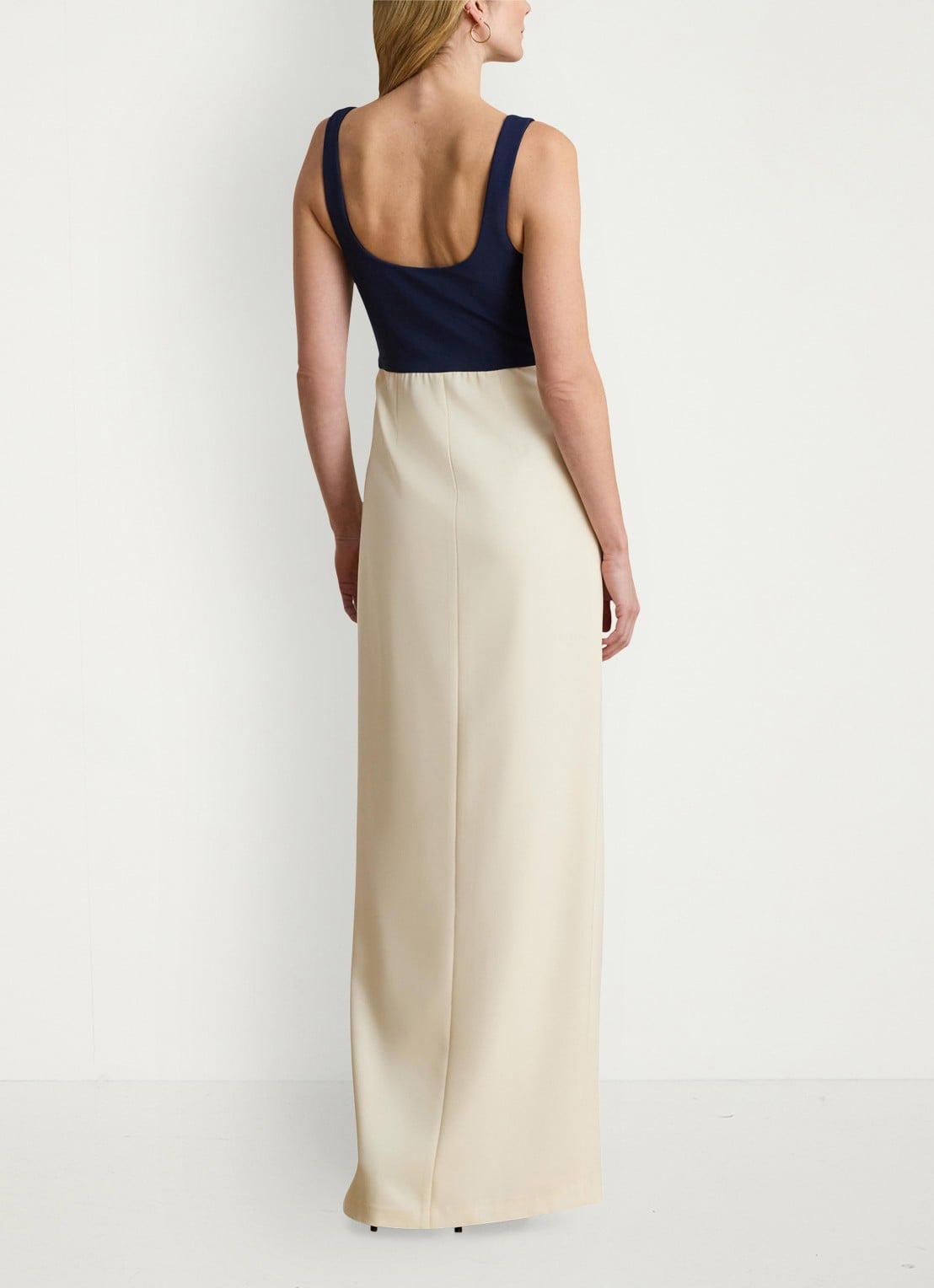 Ralph Lauren Maxi jurk met split - achterkant donkerblauw