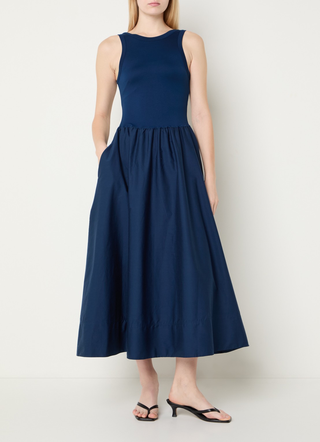 Ralph Lauren Maxi jurk met steekzakken - detail royalblauw