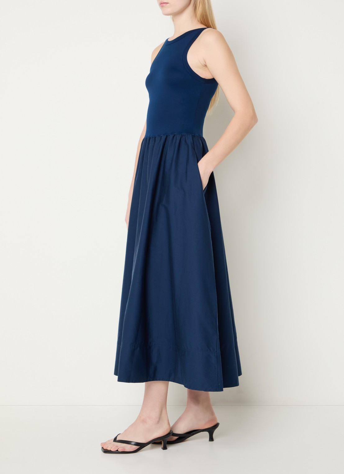 Ralph Lauren Maxi jurk met steekzakken - voorkant 3 royalblauw