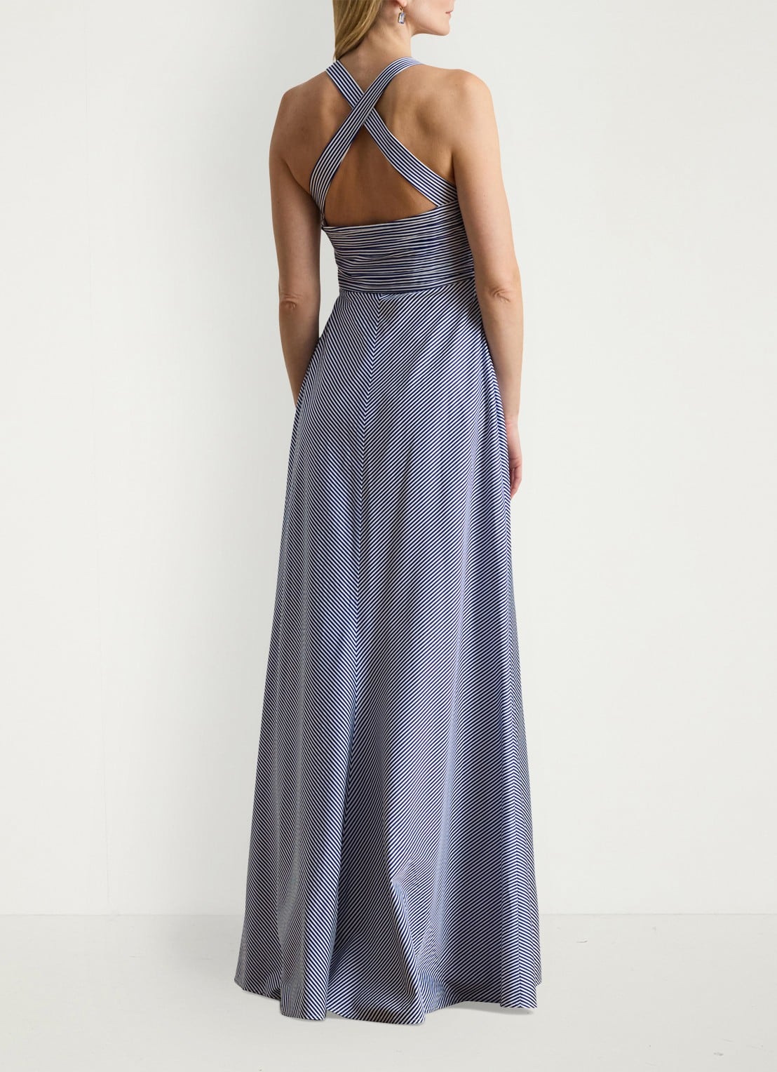 Ralph Lauren Maxi jurk met streepprint - achterkant blue/white / blauw