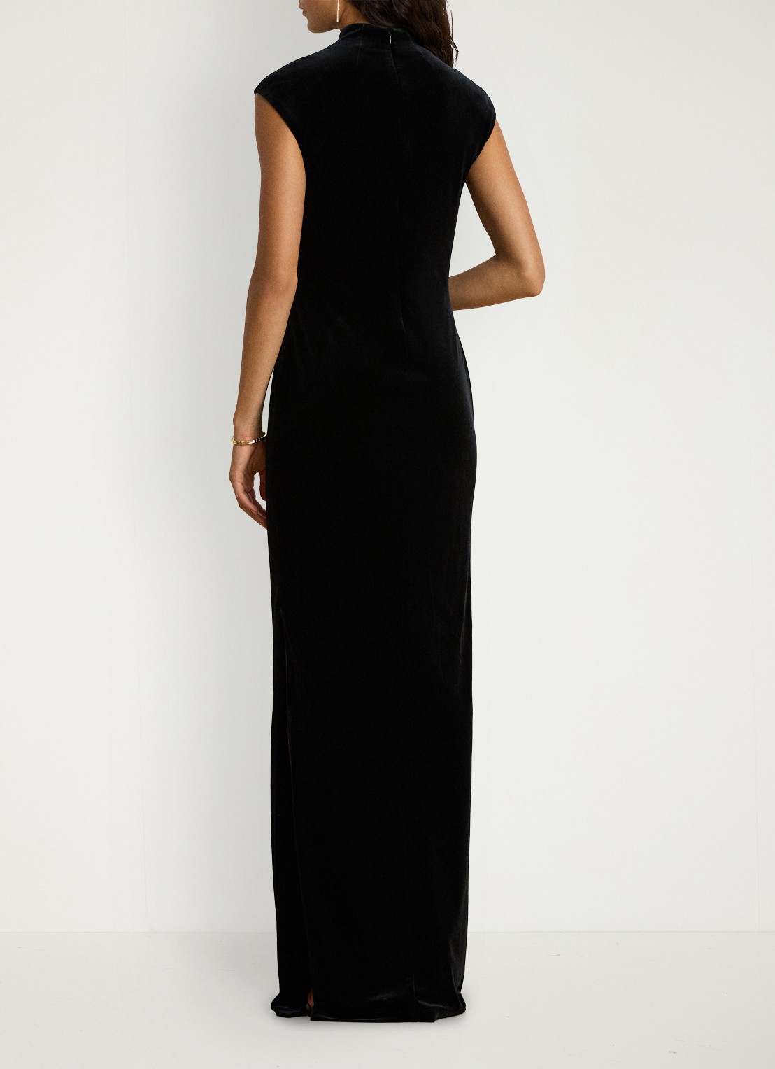 Ralph Lauren Maxi jurk van fluweel met split - achterkant 5 black velvet