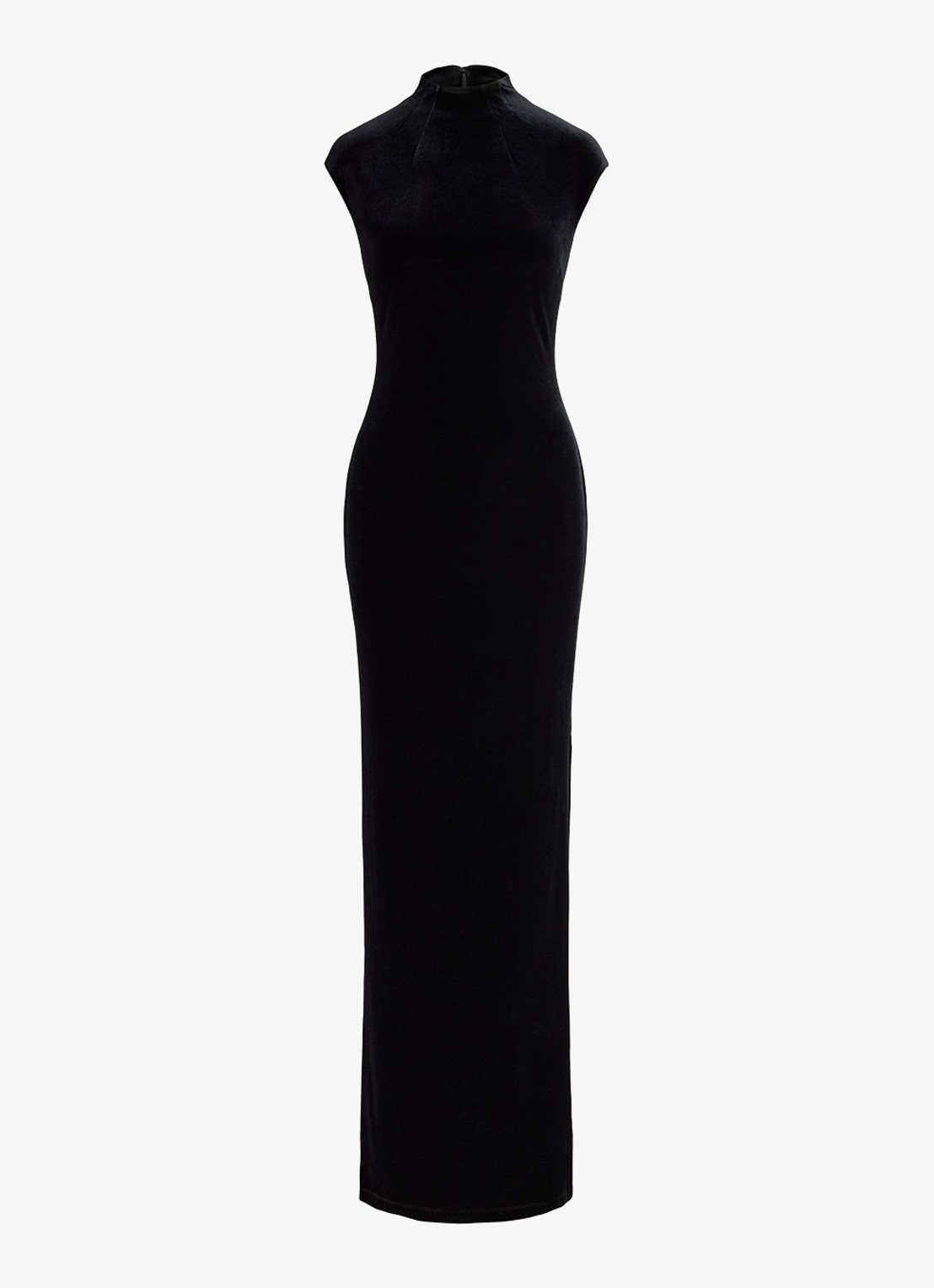 Ralph Lauren Maxi jurk van fluweel met split - voorkant black velvet