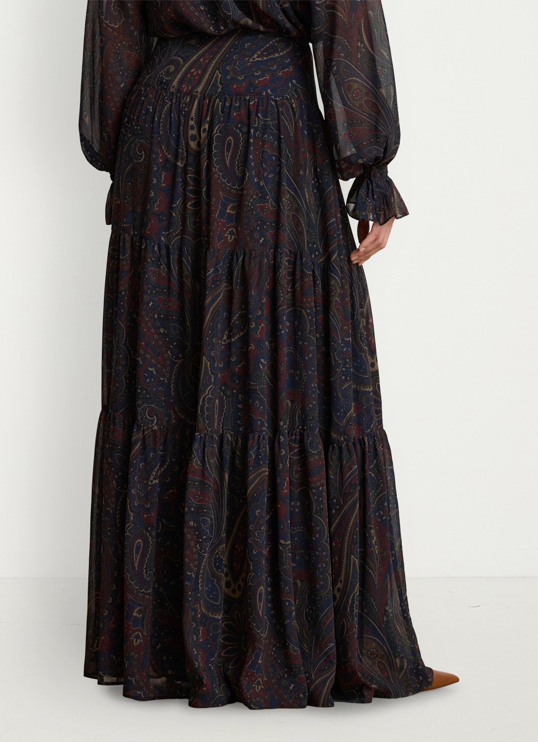 Ralph Lauren Maxi rok met paisley dessin - achterkant 5 navy multi / blauw