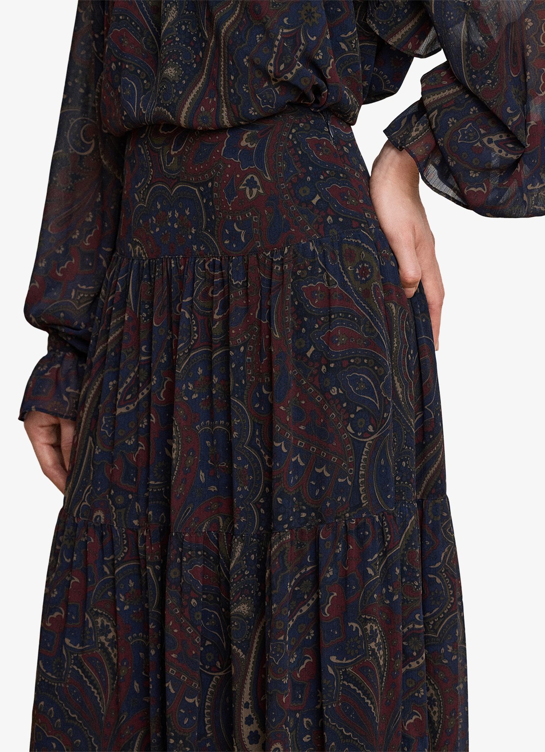 Ralph Lauren Maxi rok met paisley dessin - detail 2 navy multi / blauw