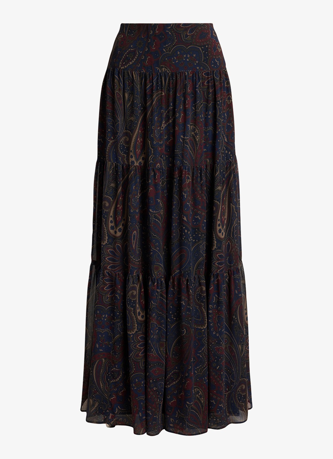 Ralph Lauren Maxi rok met paisley dessin - voorkant 3 navy multi / blauw