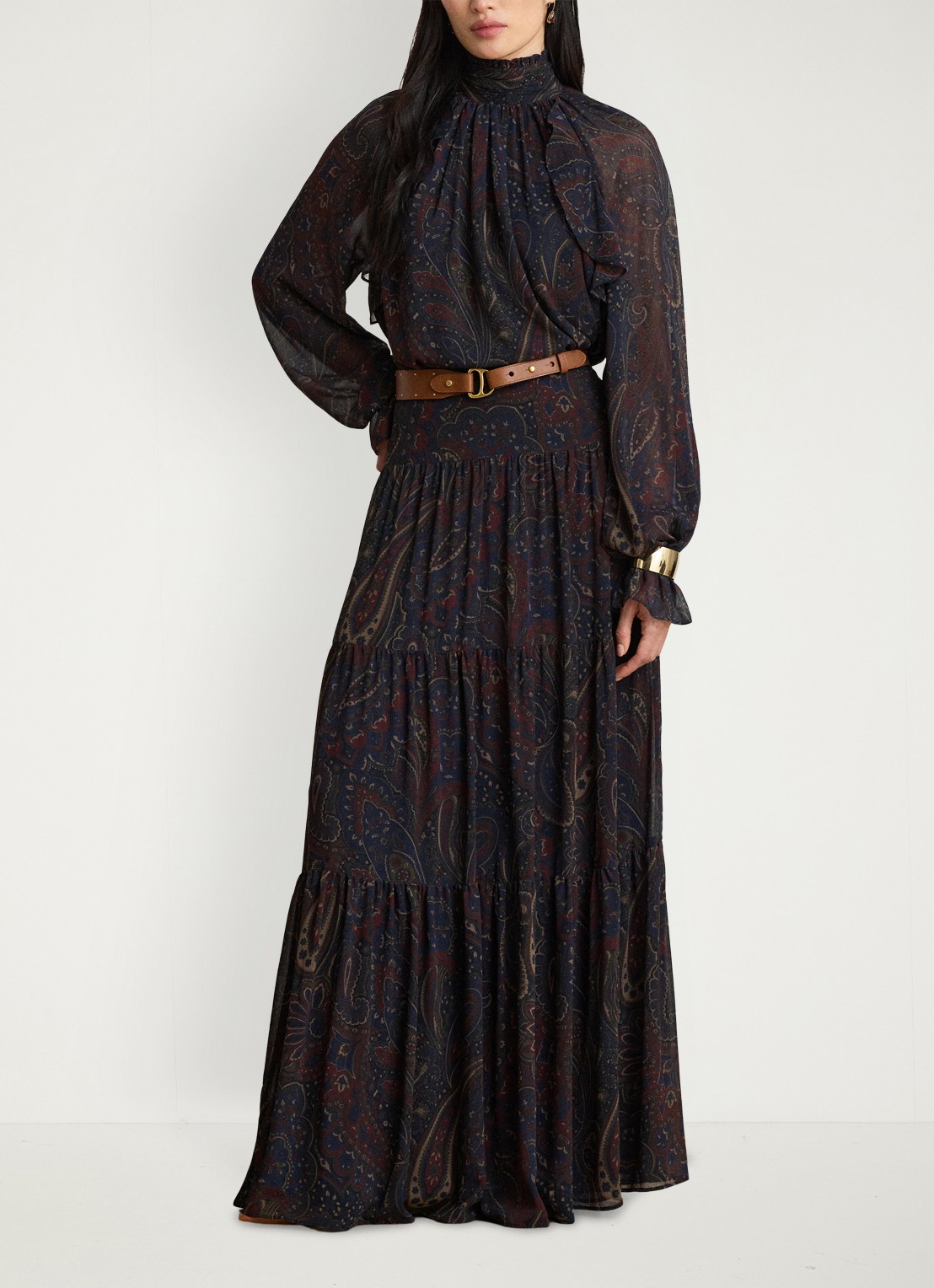 Ralph Lauren Maxi rok met paisley dessin - voorkant 4 navy multi / blauw