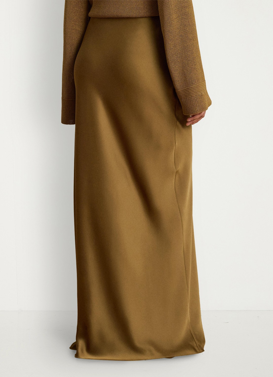Ralph Lauren Maxi rok van satijn - achterkant 3 tobacco bronze / bruin