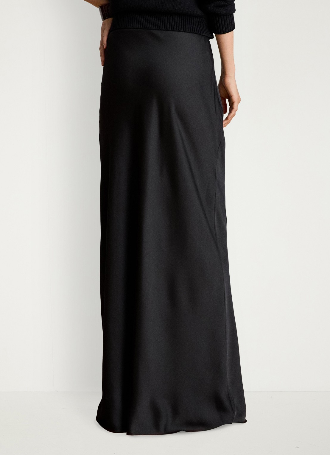Ralph Lauren Maxi rok van satijn - achterkant 5 zwart