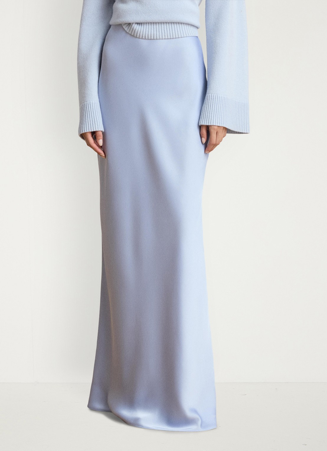 Ralph Lauren Maxi rok van satijn - detail 2 icy blue / blauw
