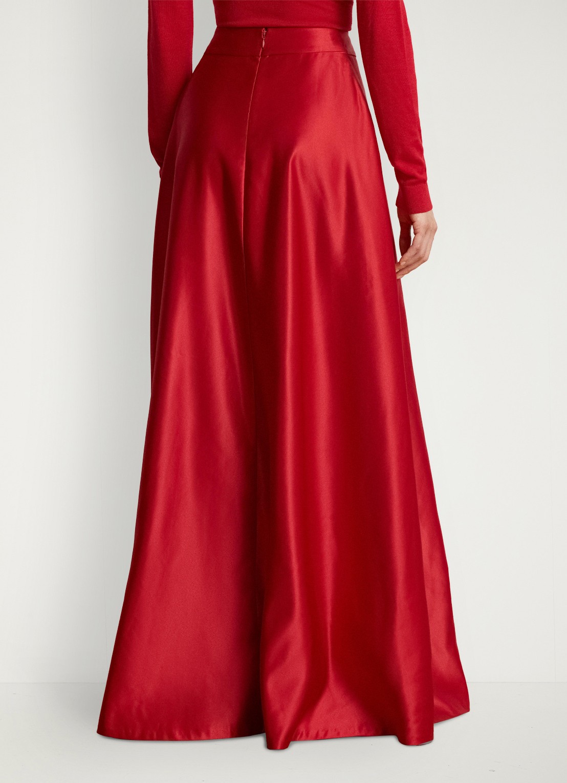 Ralph Lauren Maxi rok van satijn - achterkant ralph red / rood