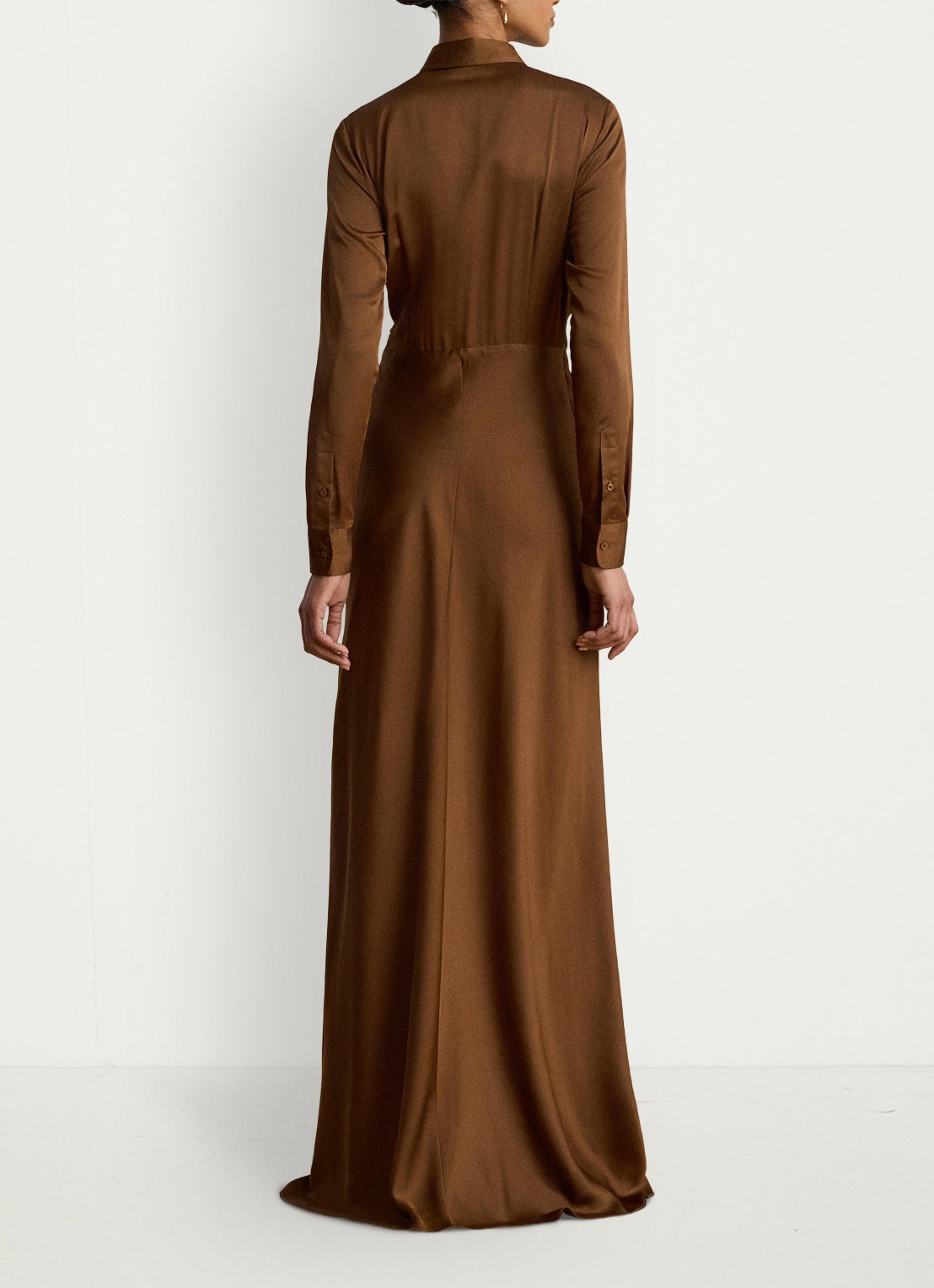 Ralph Lauren Maxi tuniekjurk met plooidetail - achterkant 5 light tobacco / bruin
