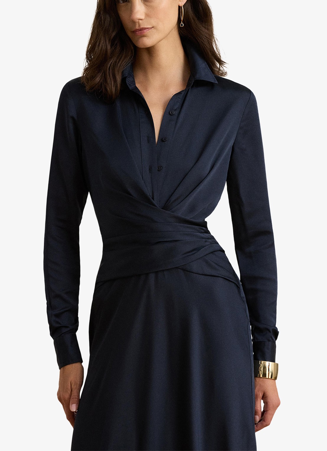 Ralph Lauren Maxi tuniekjurk met plooidetail - detail 2 lauren navy / blauw