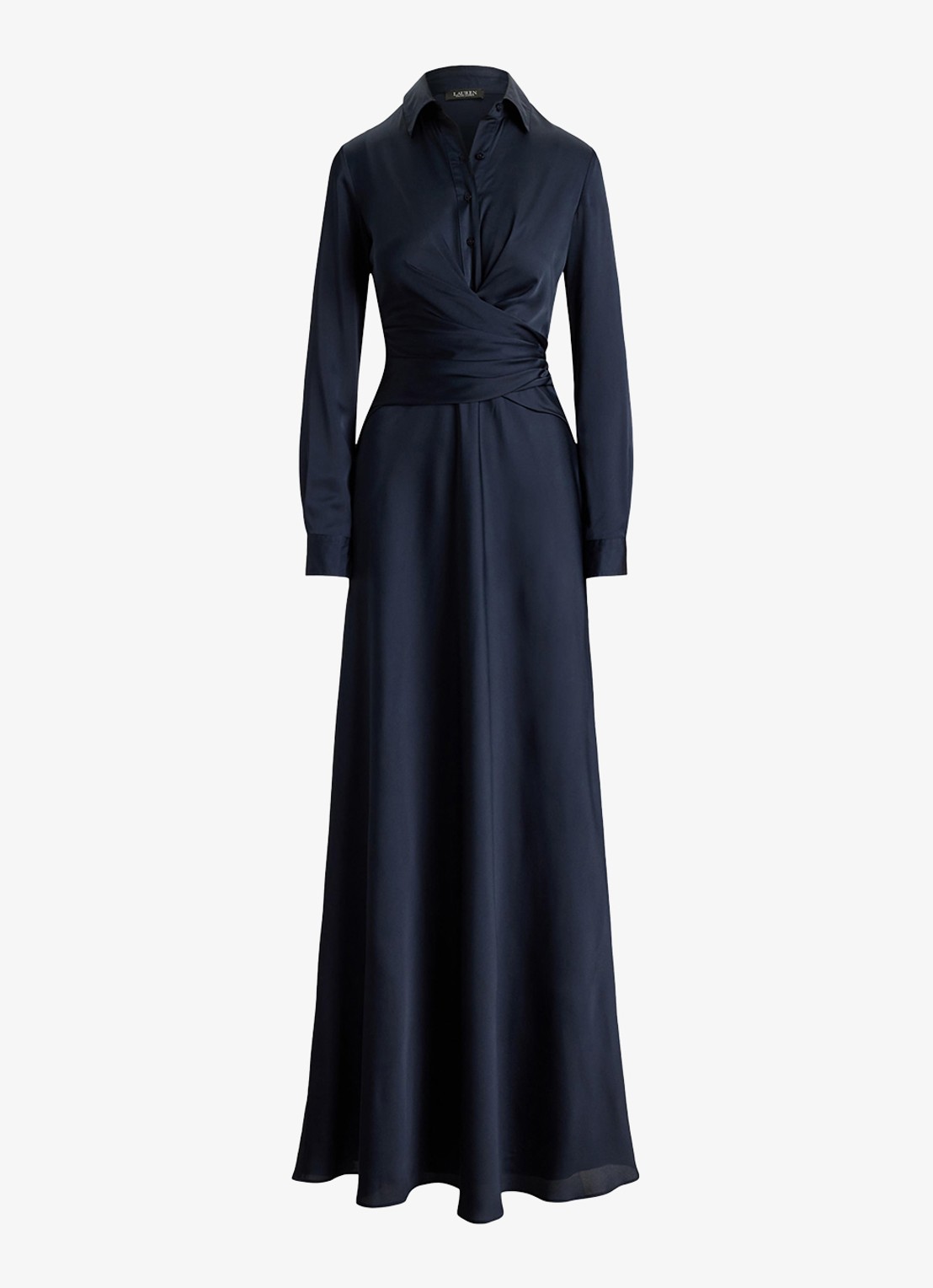 Ralph Lauren Maxi tuniekjurk met plooidetail - voorkant 2 lauren navy / blauw