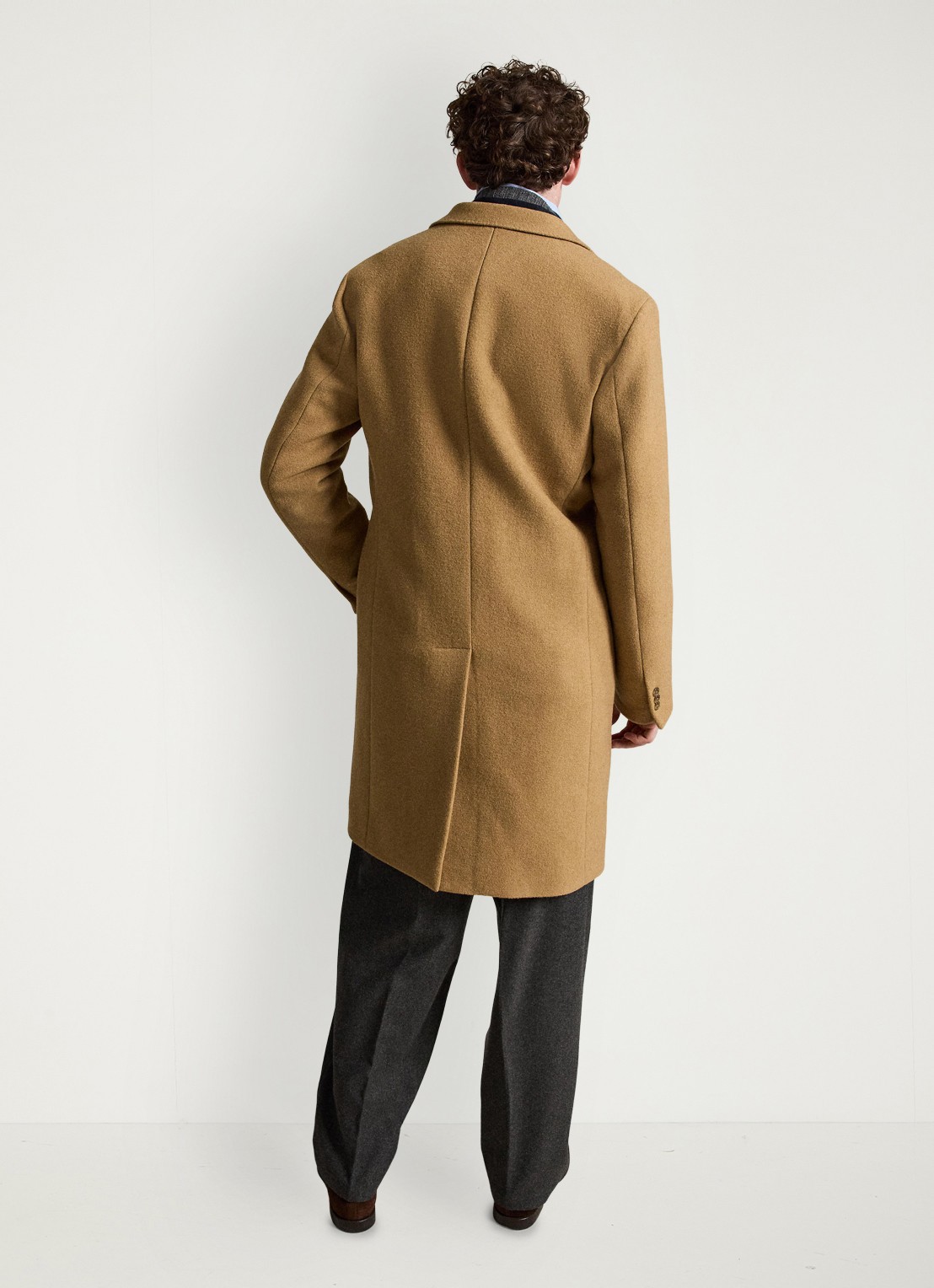 Ralph Lauren Melton mantel in wolblend met steekzakken - achterkant camel / camel