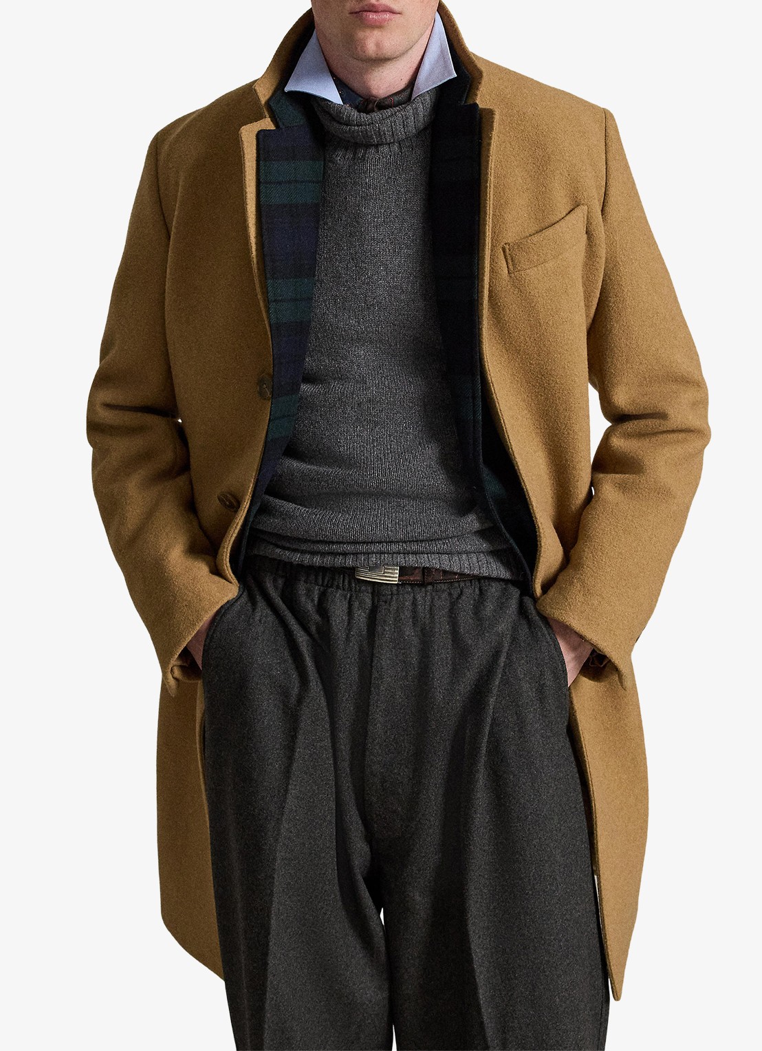 Ralph Lauren Melton mantel in wolblend met steekzakken - detail 2 camel / camel