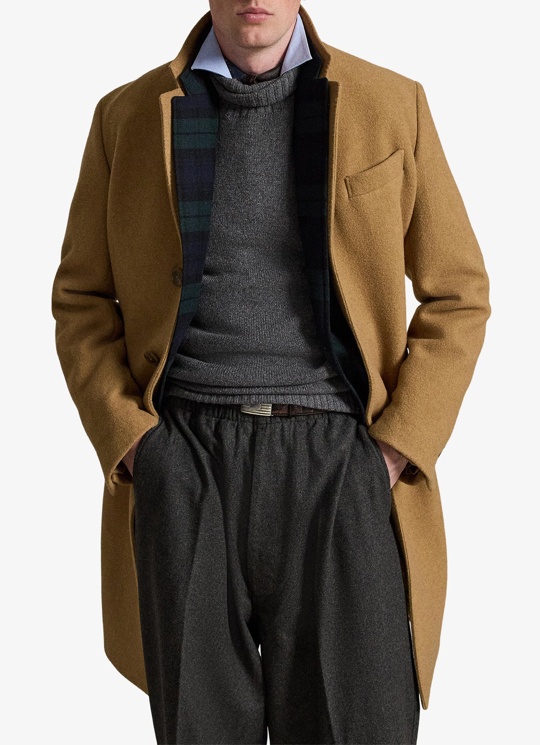 Ralph Lauren Melton mantel in wolblend met steekzakken - detail 4 camel-2wb2