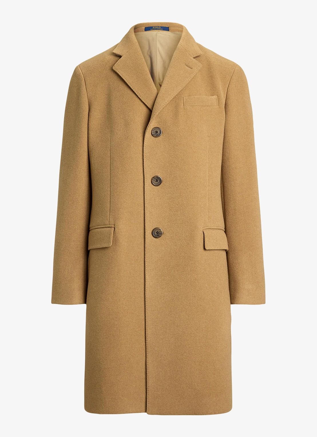 Ralph Lauren Melton mantel in wolblend met steekzakken - voorkant 2 camel-2wb2