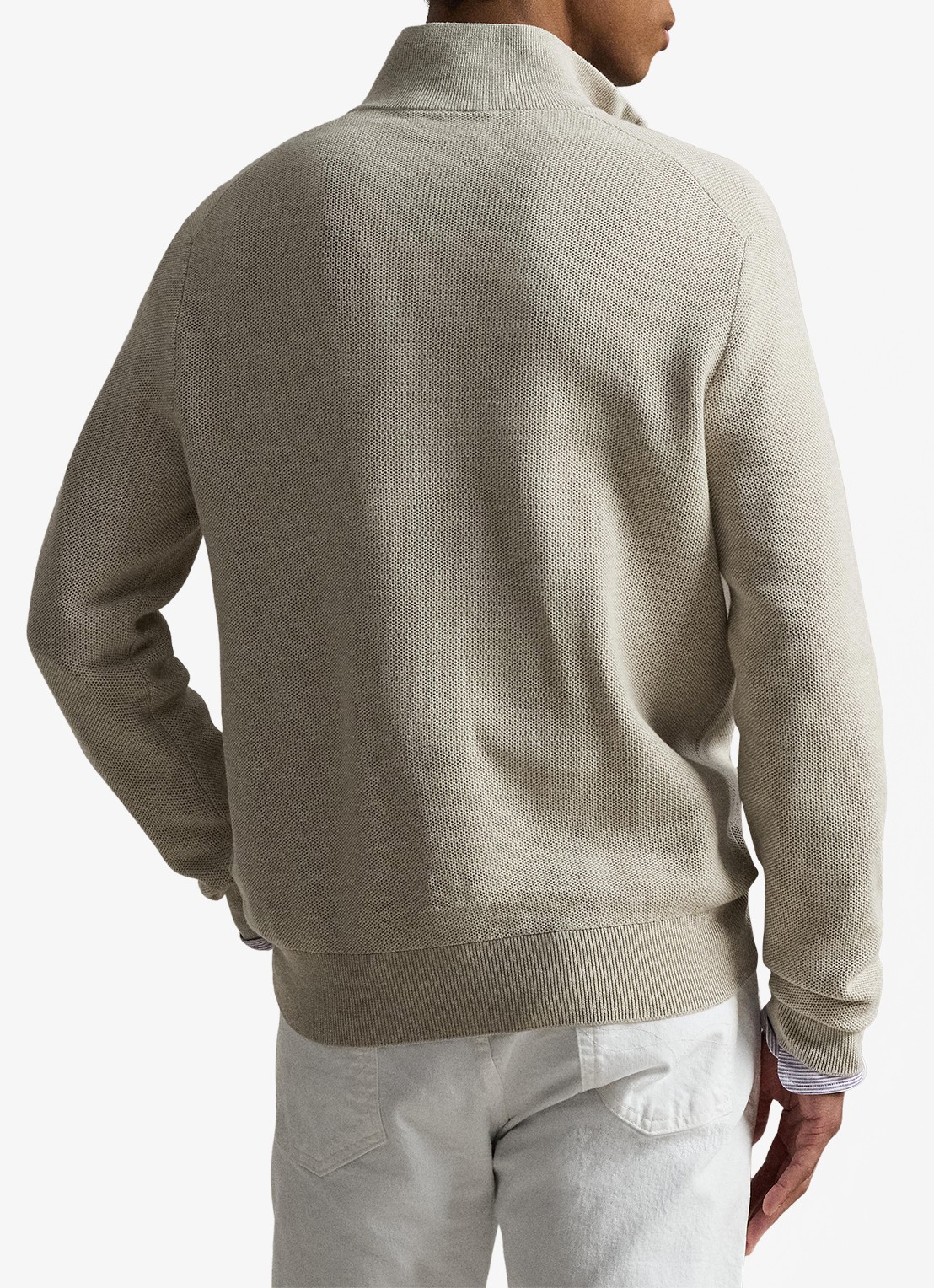 Ralph Lauren Mesh-gebreide katoenen trui met rits - achterkant 5 light walnut brown / brown