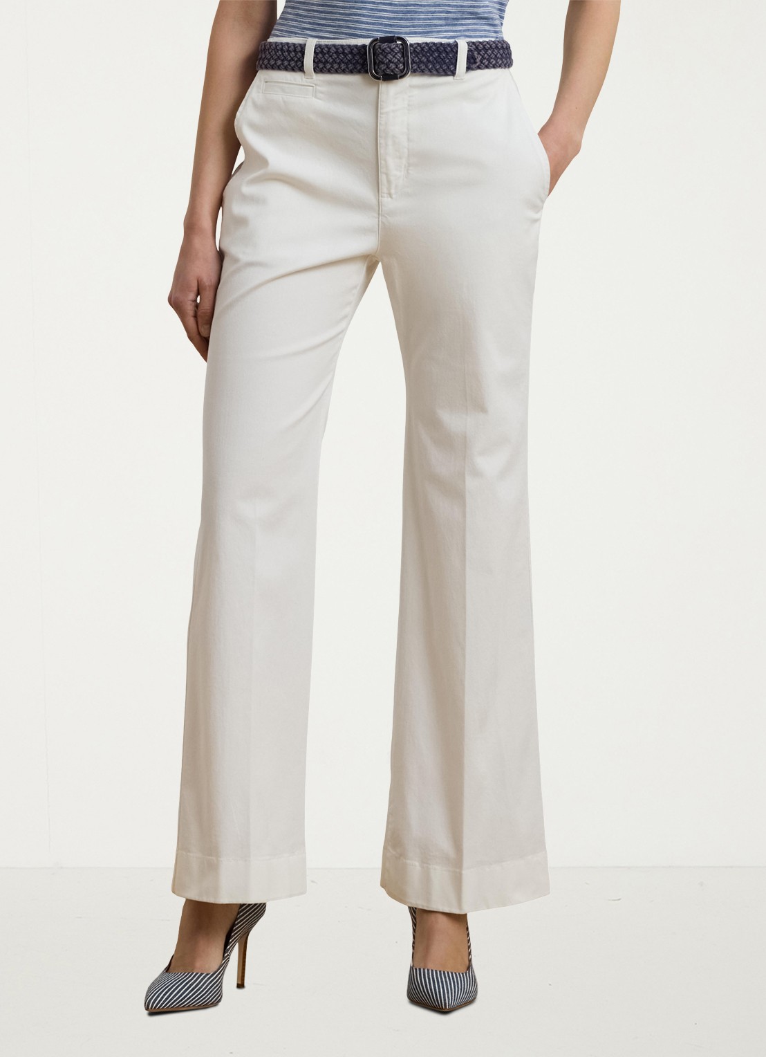 Ralph Lauren Mid waist flared fit broek met steekzakken - detail 3 wit