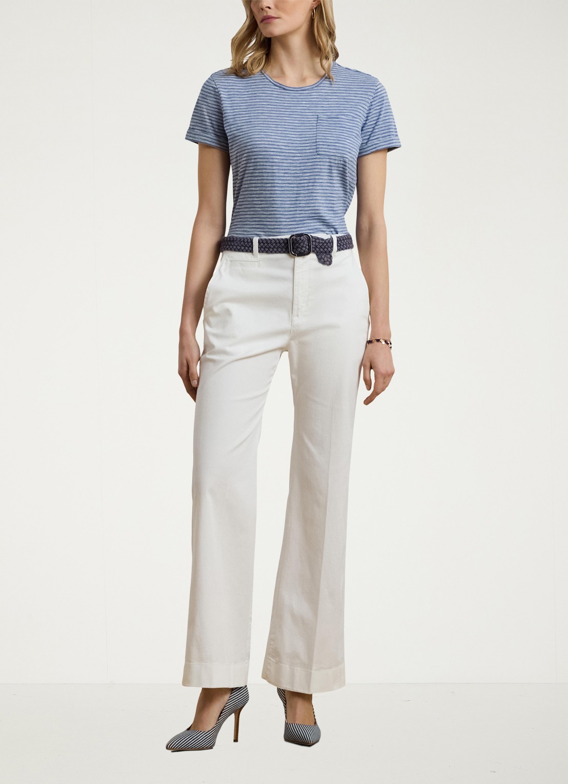 Ralph Lauren Mid waist flared fit broek met steekzakken - voorkant 2 wit