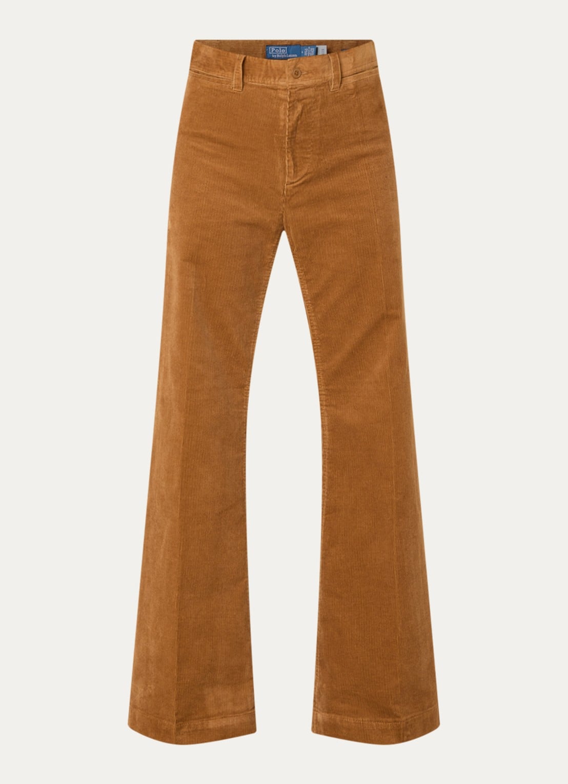 Ralph Lauren Mid waist flared fit broek van corduroy met paspelzakken - voorkant 2 camel