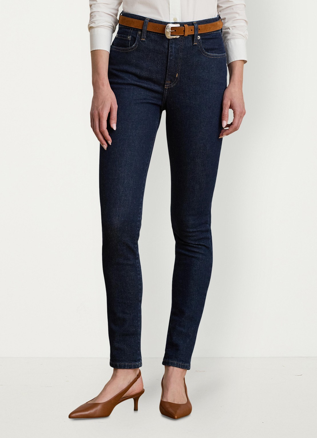 Ralph Lauren Mid waist slim fit jeans met donkere wassing - detail 6 rinse wash / indigo