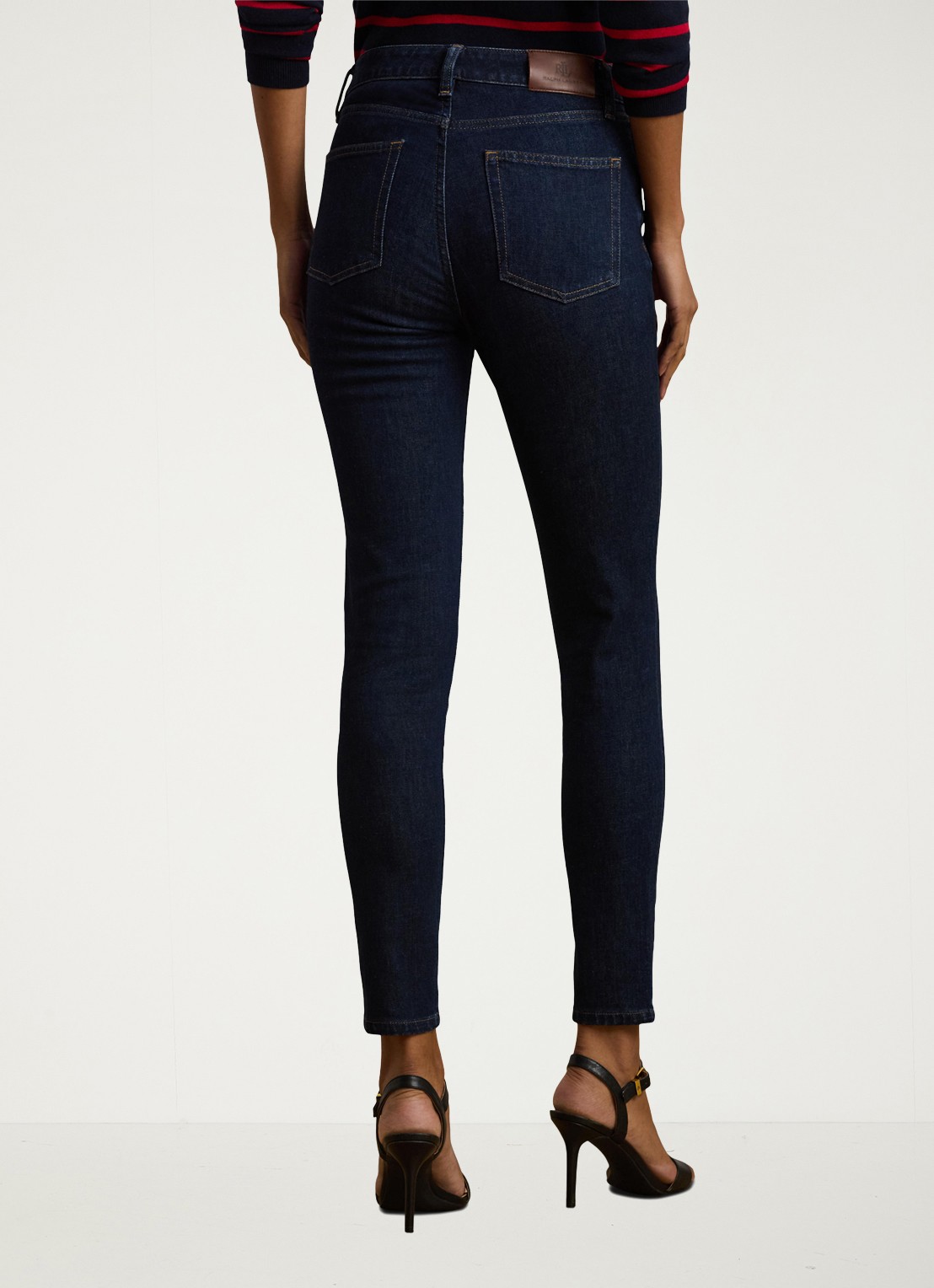 Ralph Lauren Mid waist slim fit jeans met donkere wassing - achterkant 2 rinse wash / indigo